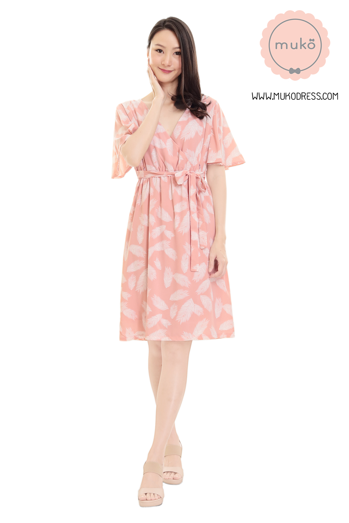 Muko Jaycee เดรสให้นม คลุมท้อง DZ24-027 ส้มขนนก