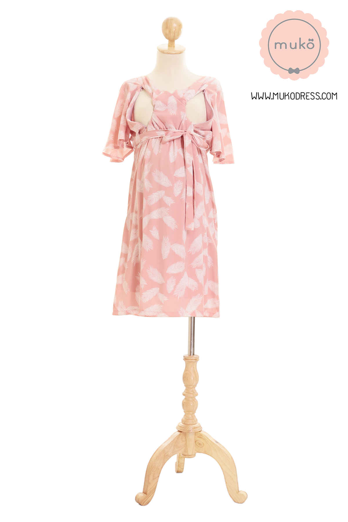 Muko Jaycee เดรสให้นม คลุมท้อง DZ24-027 ส้มขนนก