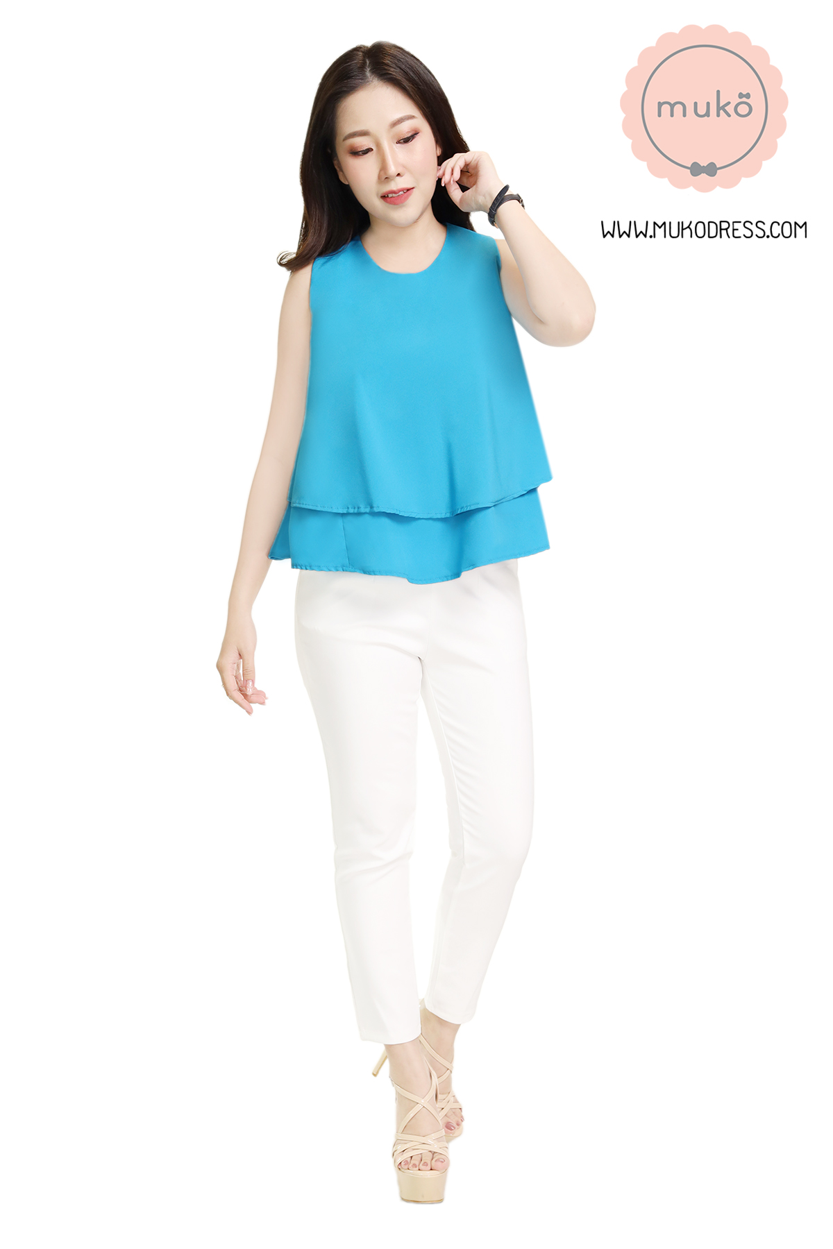 Muko Rachel เสื้อเปิดให้นม BSL12-011 สีฟ้า Muko Rachel เสื้อเปิดให้นม BSL12-011 สีฟ้า