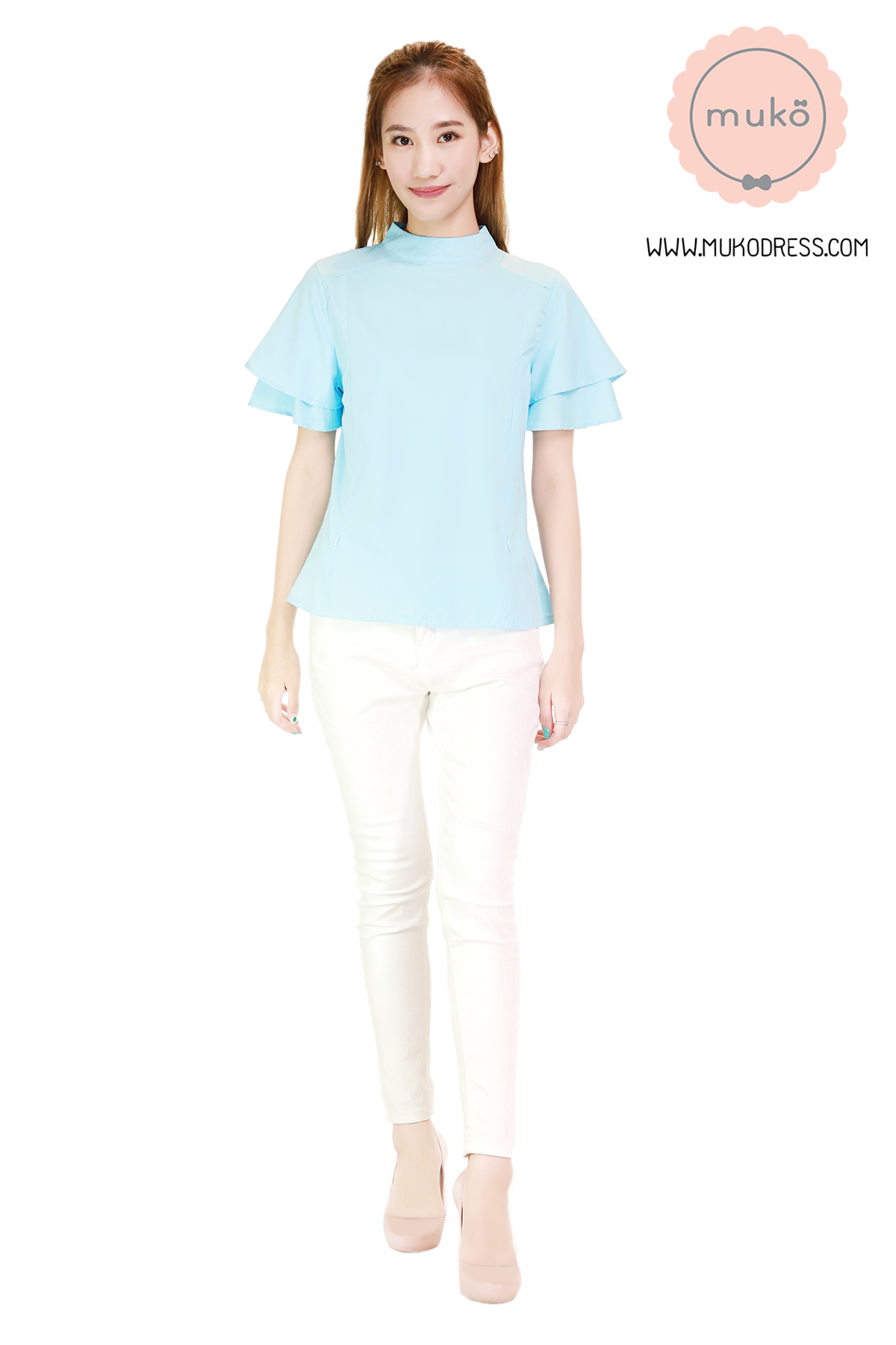 Muko Stella เสื้อเปิดให้นม BSL13-003 สีฟ้า Muko Stella เสื้อเปิดให้นม BSL13-003 สีฟ้า