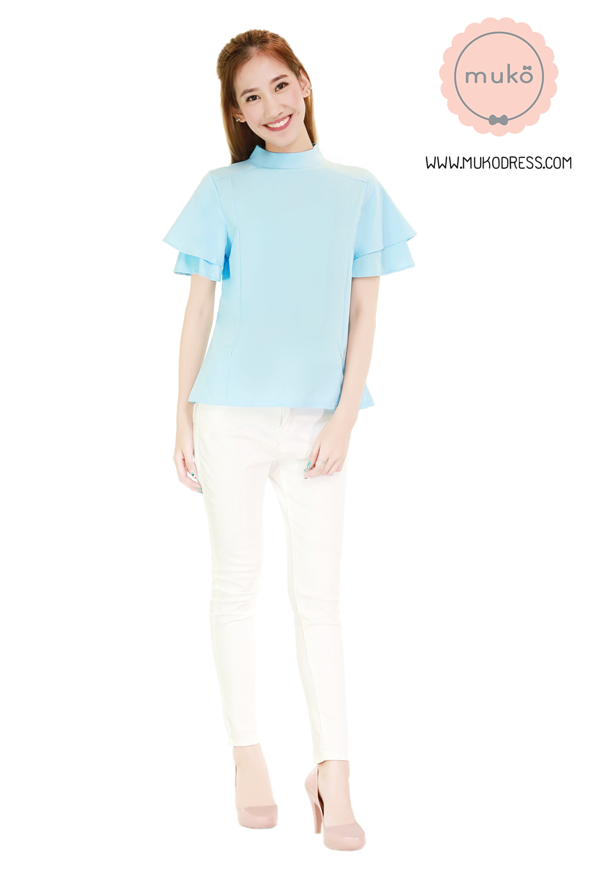 Muko Stella เสื้อเปิดให้นม BSL13-003 สีฟ้า Muko Stella เสื้อเปิดให้นม BSL13-003 สีฟ้า