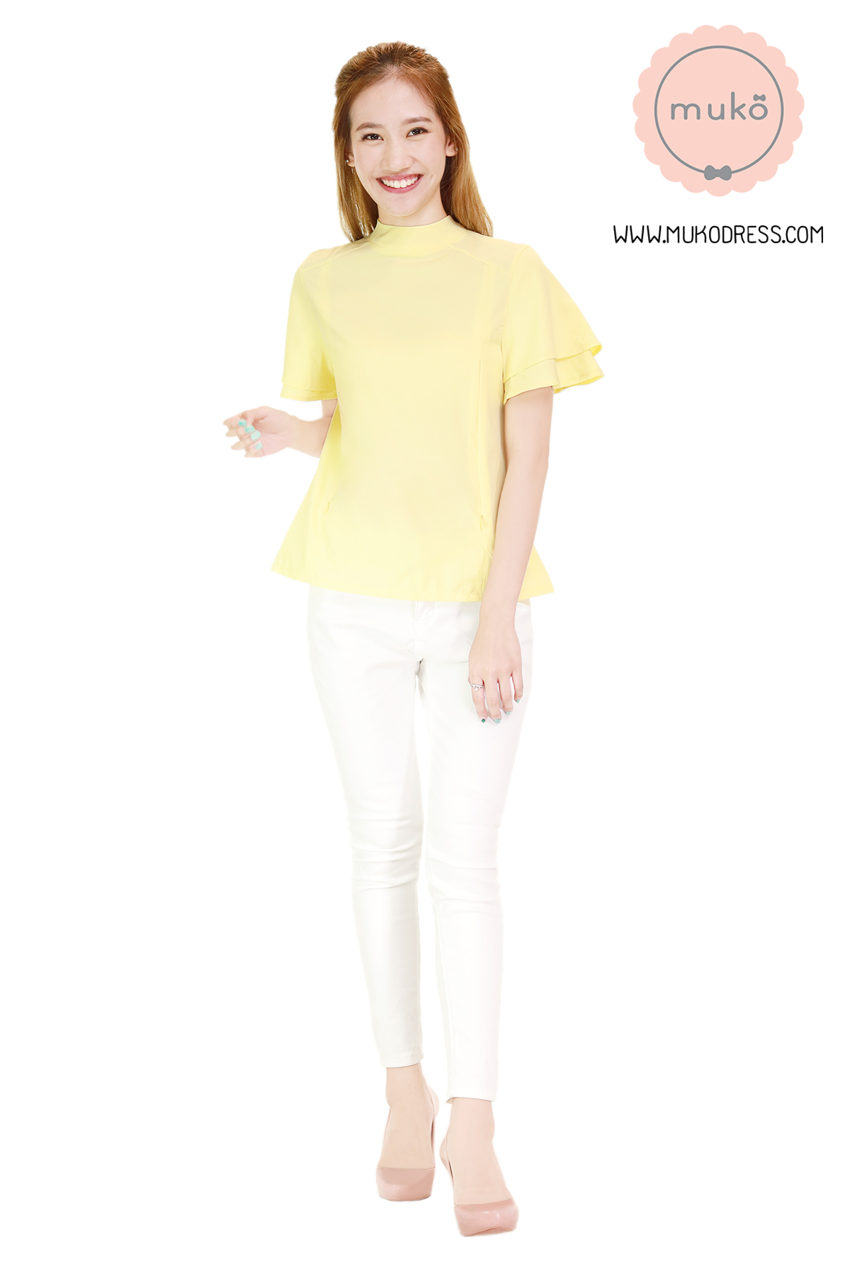 Muko Stella เสื้อเปิดให้นม BSL13-004 สีเหลืองนม
