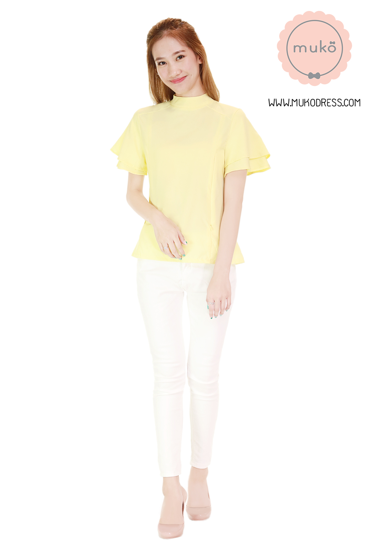 Muko Stella เสื้อเปิดให้นม BSL13-004 สีเหลืองนม