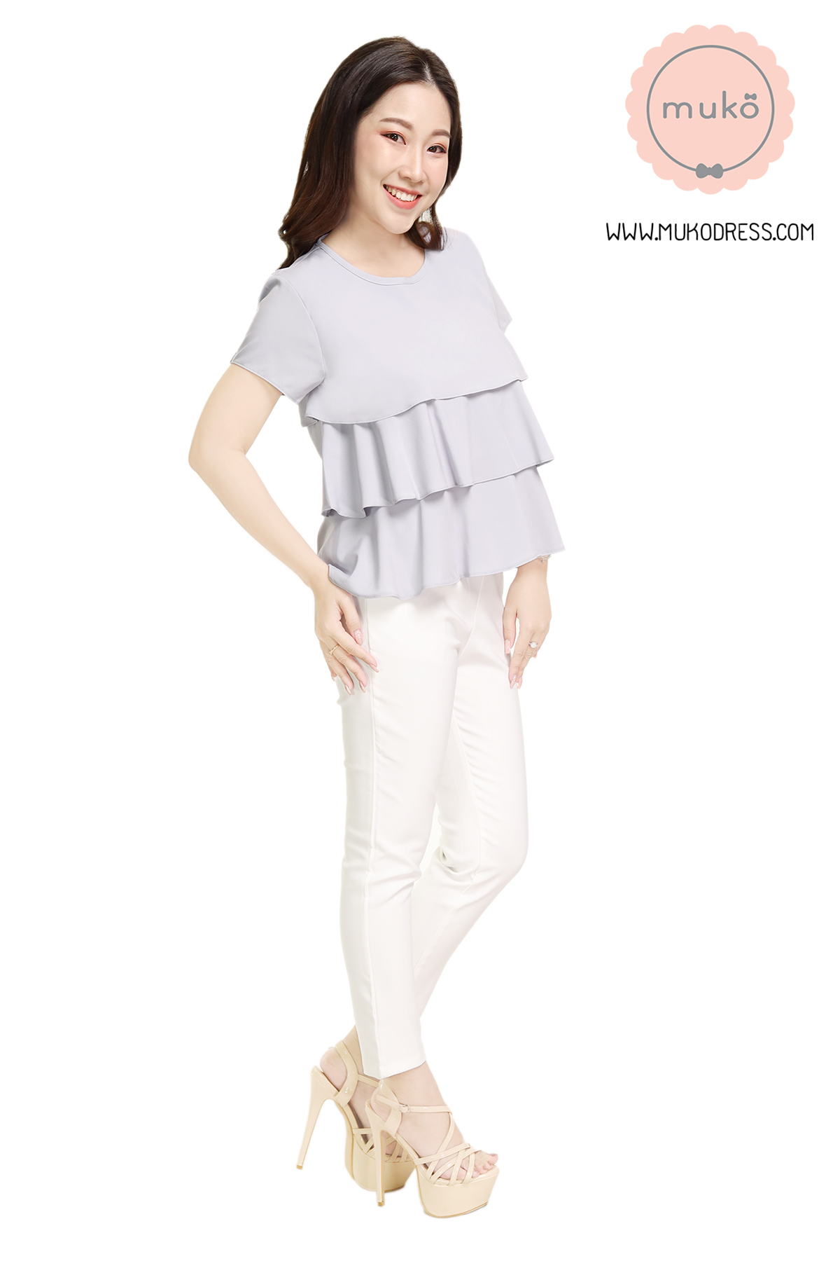Muko Pasta เสื้อเปิดให้นม คลุมท้อง BSL14-012 เทา Muko Pasta เสื้อเปิดให้นม คลุมท้อง BSL14-012 เทา
