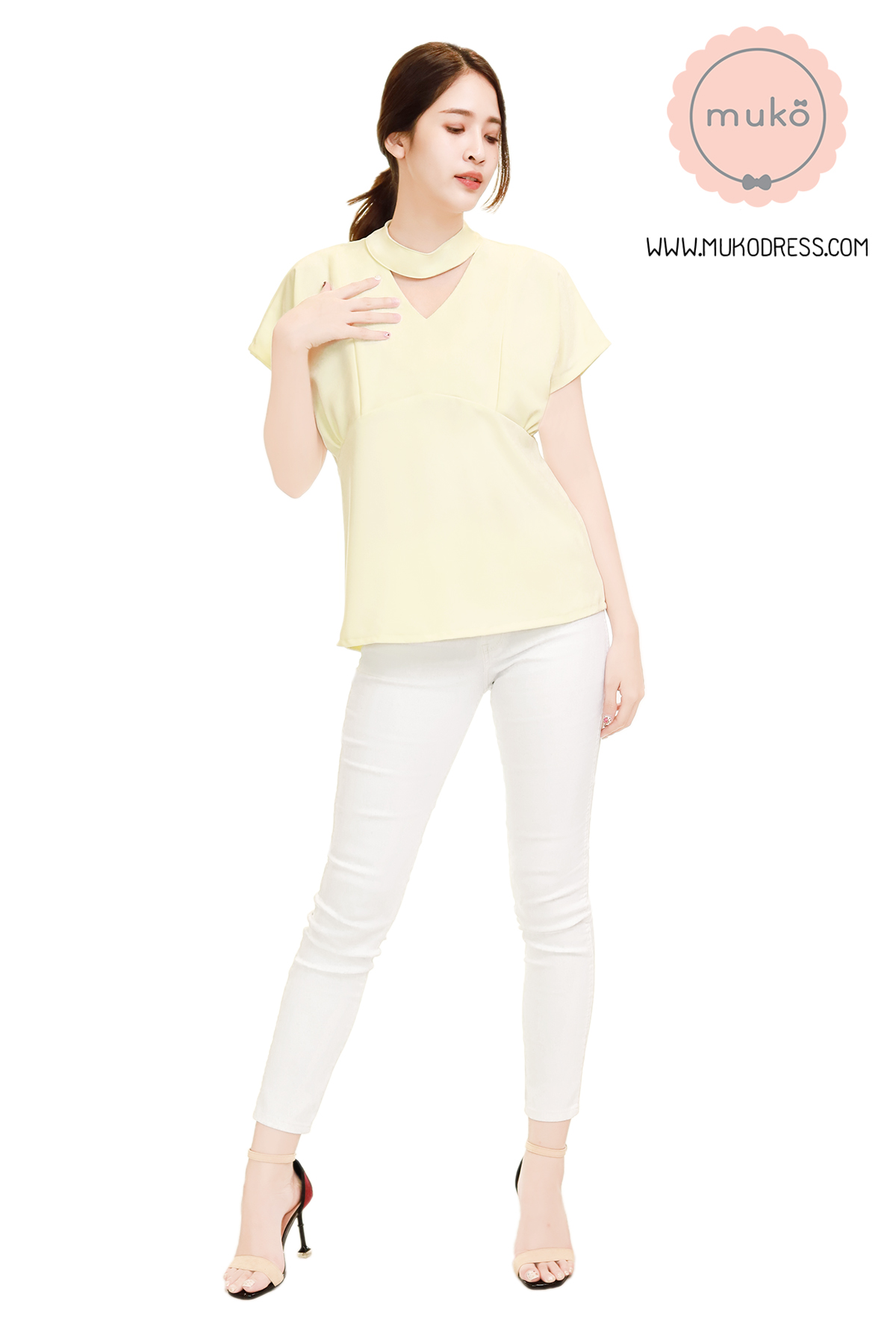Muko Paris เสื้อคลุมท้อง เปิดให้นม BSL15-011 สีเหลืองอ่อน