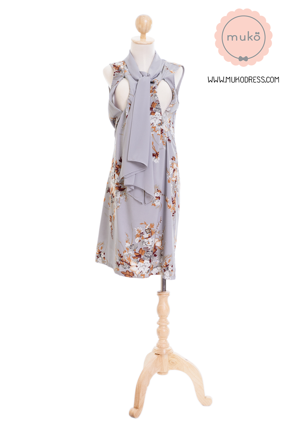 Muko Sugar Bird เดรสให้นม คลุมท้อง DZ41-002 เทาดอก Muko Sugar Bird เดรสให้นม คลุมท้อง DZ41-002 เทาดอก