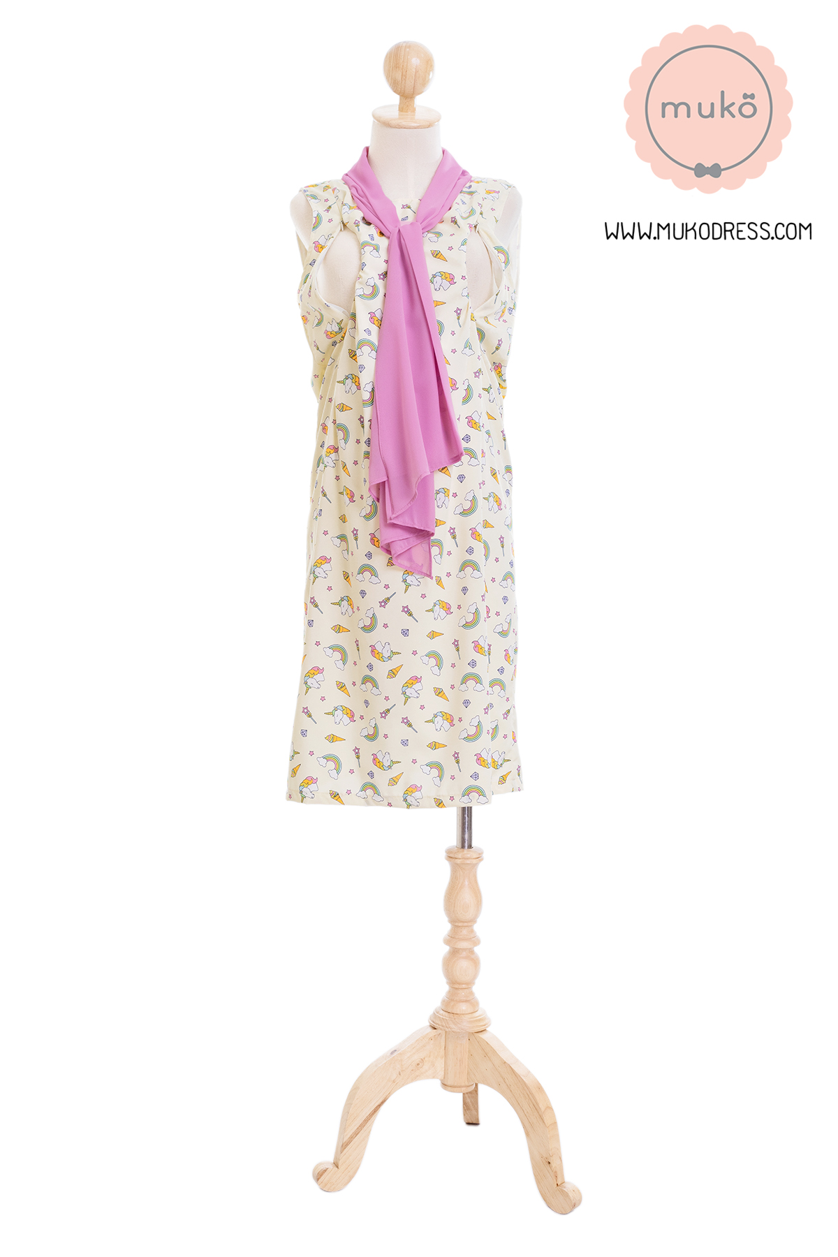 Muko Sugar Bird เดรสให้นม คลุมท้อง DZ41-003 เหลืองยูนิคอร์น