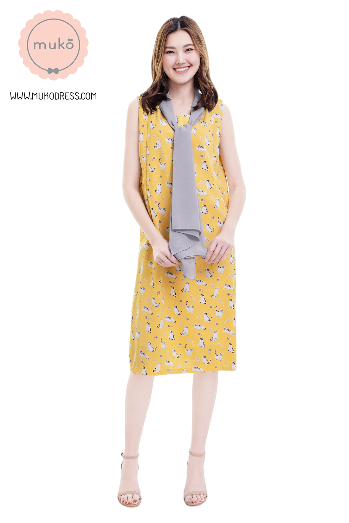 Muko Sugar Bird เดรสให้นม คลุมท้อง DZ41-014 เหลืองแมว Muko Sugar Bird เดรสให้นม คลุมท้อง DZ41-014 เหลืองแมว