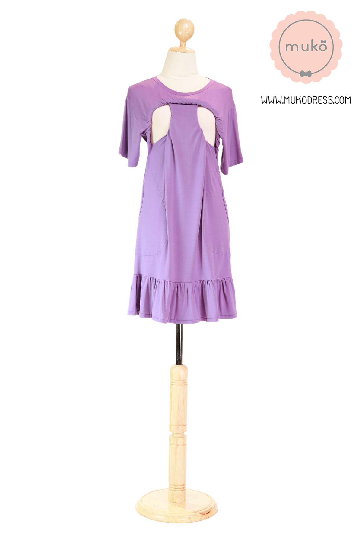 Muko Haru เดรสให้นม คลุมท้อง DR13-004L สีม่วง