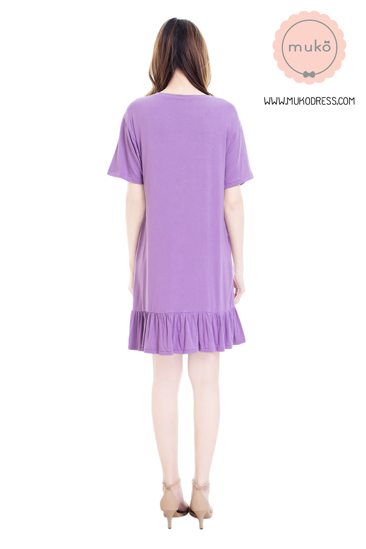 Muko Haru เดรสให้นม คลุมท้อง DR13-004L สีม่วง