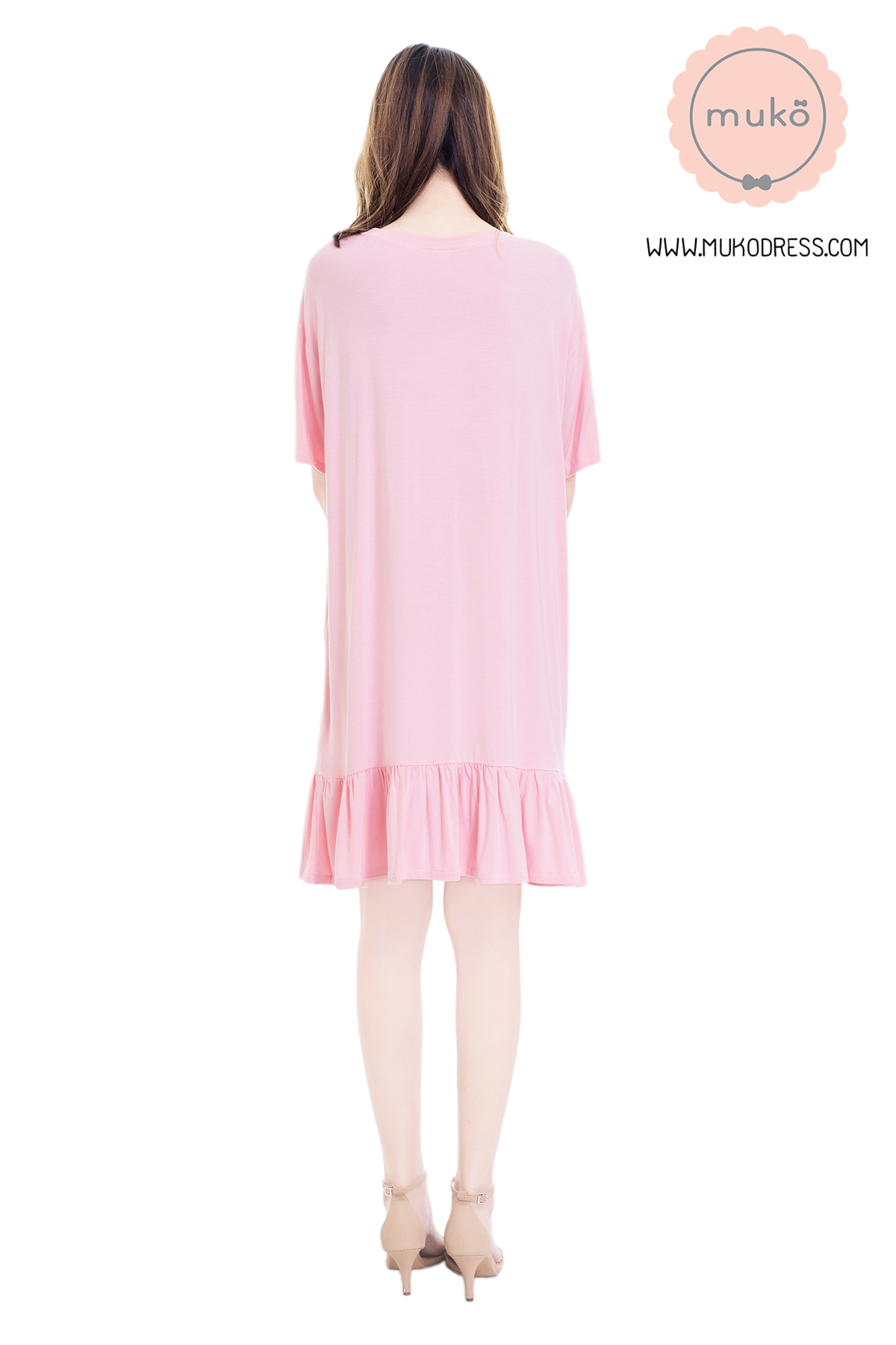 Muko Haru เดรสให้นม คลุมท้อง DR13-005L สีชมพู