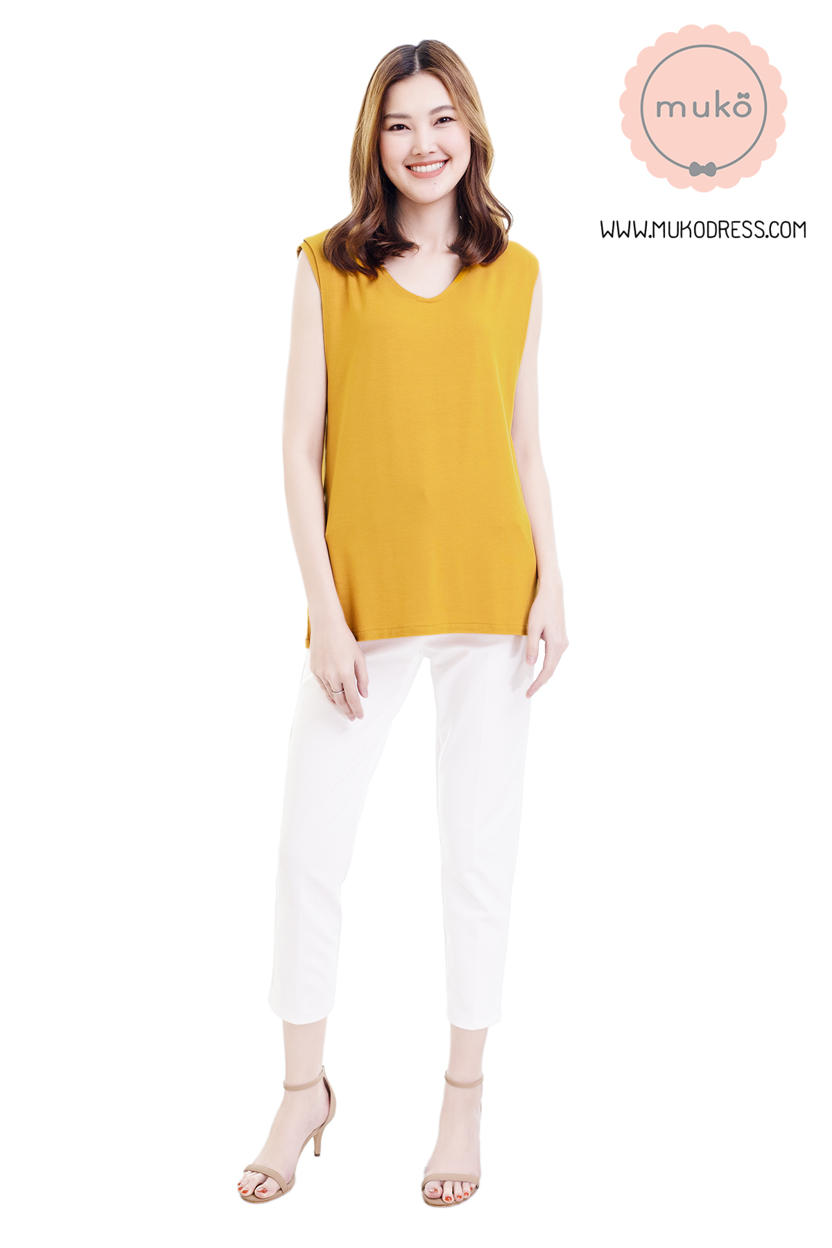 Muko Panna Cotta (Size M) เสื้อเปิดให้นม คลุมท้อง TC17-013M เหลืองมัสตาร์ด