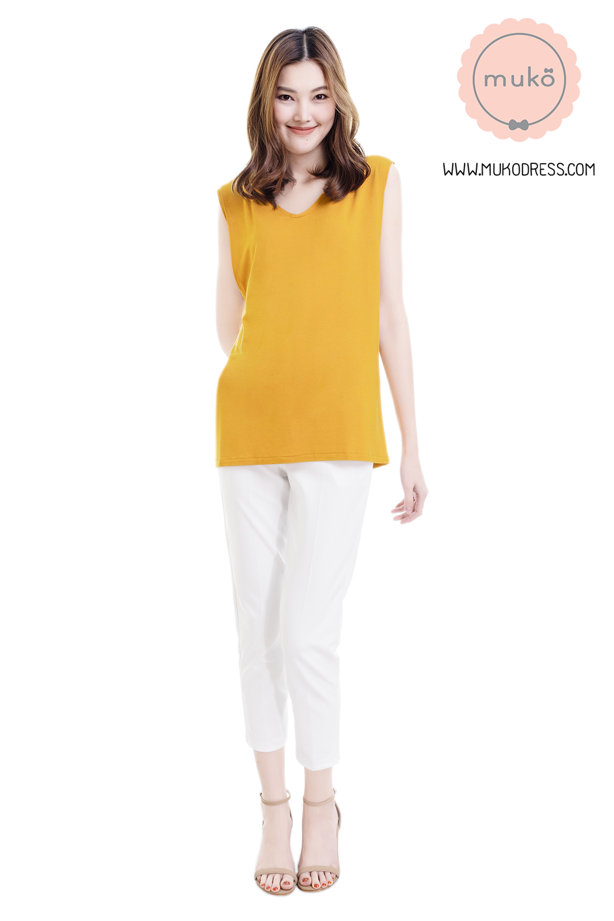 Muko Panna Cotta (Size M) เสื้อเปิดให้นม คลุมท้อง TC17-013M เหลืองมัสตาร์ด