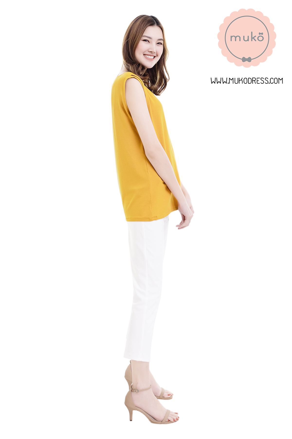 Muko Panna Cotta (Size M) เสื้อเปิดให้นม คลุมท้อง TC17-013M เหลืองมัสตาร์ด