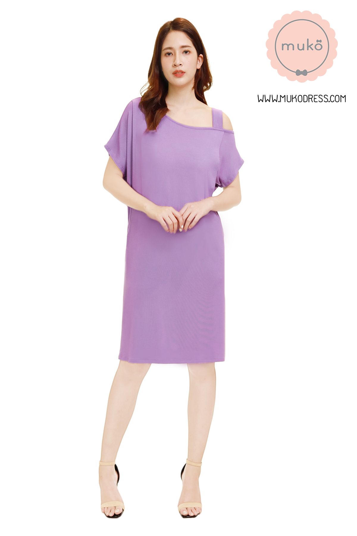 Muko Butter Scott เดรสให้นม คลุมท้อง DR25-016 ม่วง