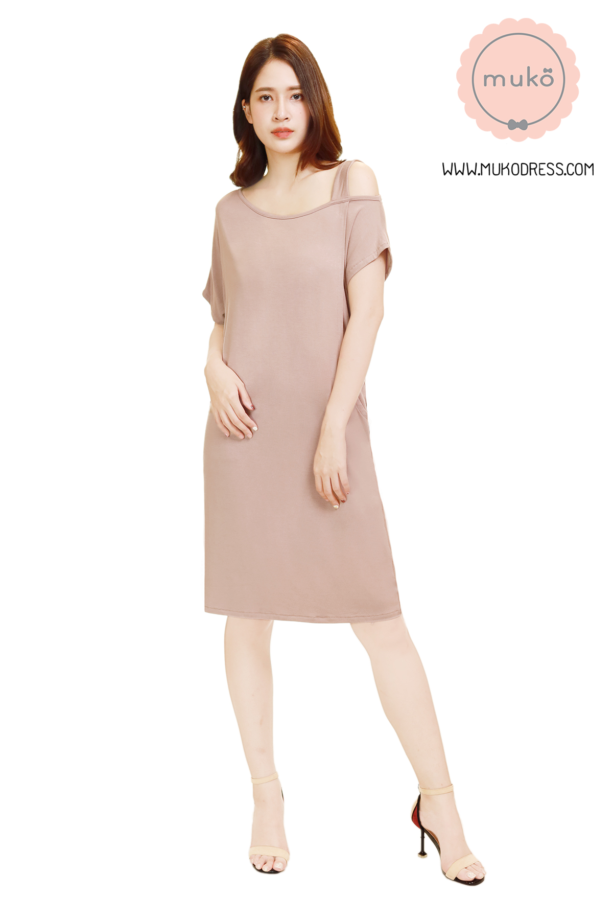 Muko Butter Scott เดรสให้นม คลุมท้อง DR25-013 ลาเต้