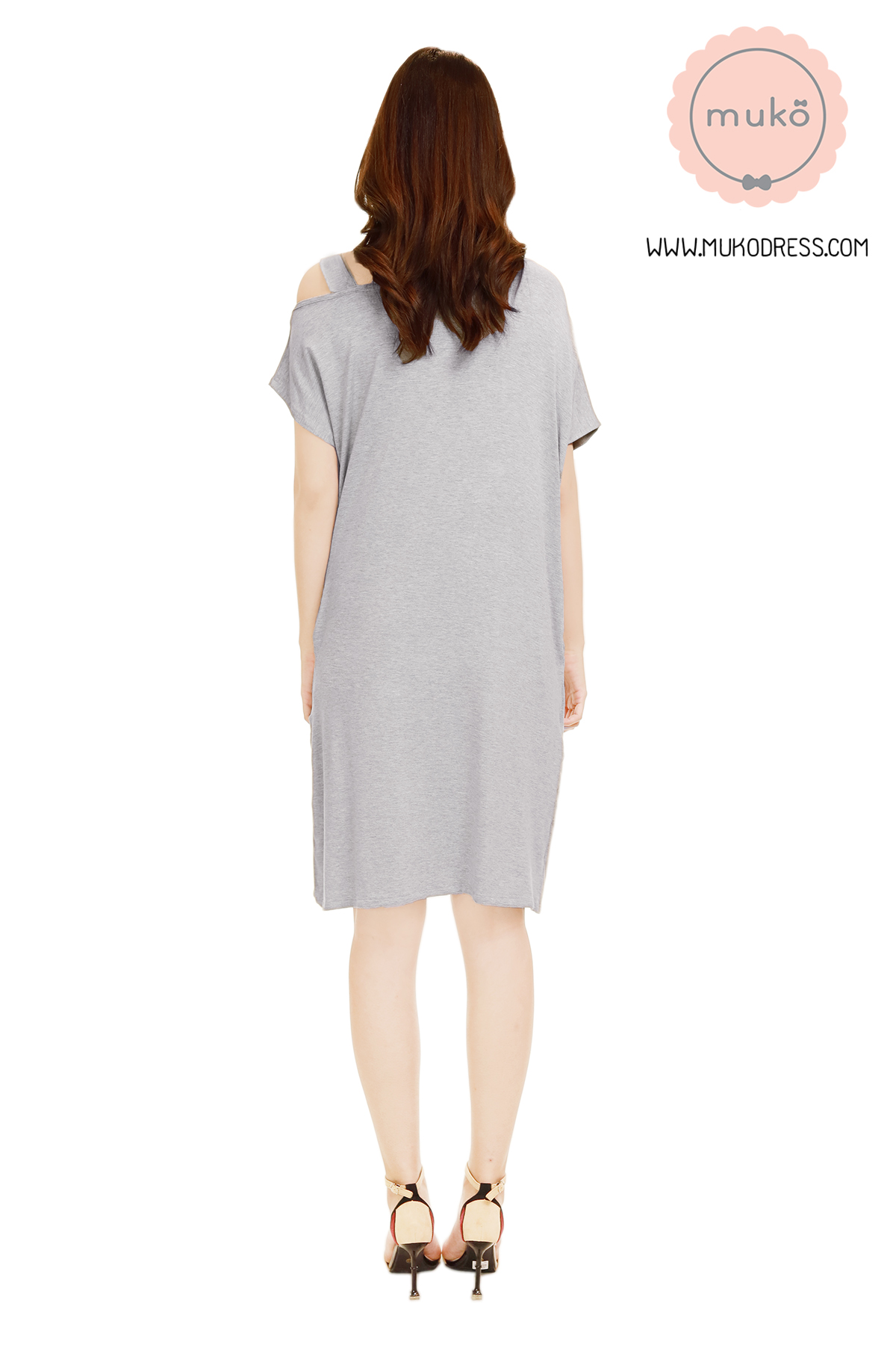 Muko Butter Scott เดรสให้นม คลุมท้อง DR25-012 เทาอ่อน