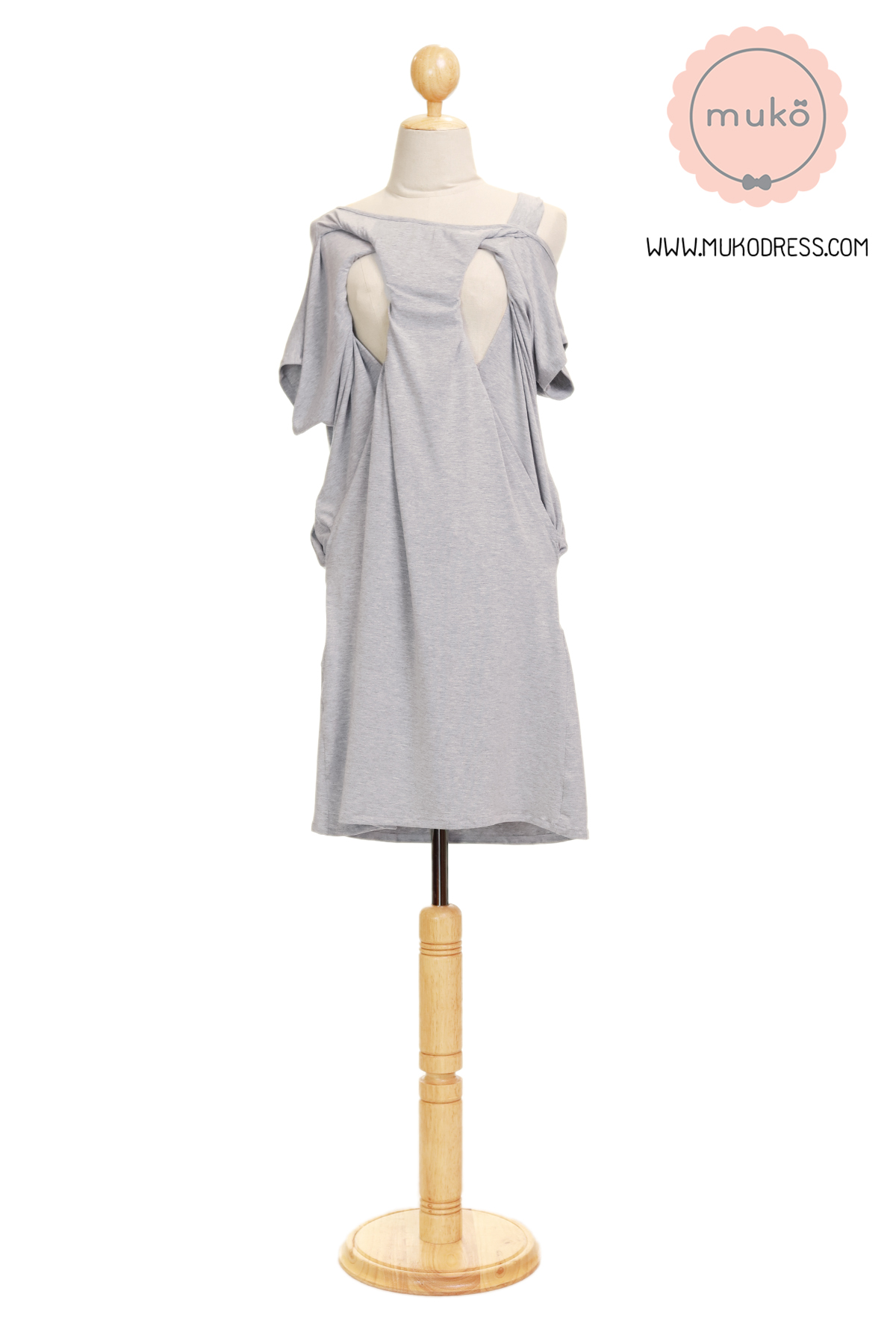 Muko Butter Scott เดรสให้นม คลุมท้อง DR25-012 เทาอ่อน