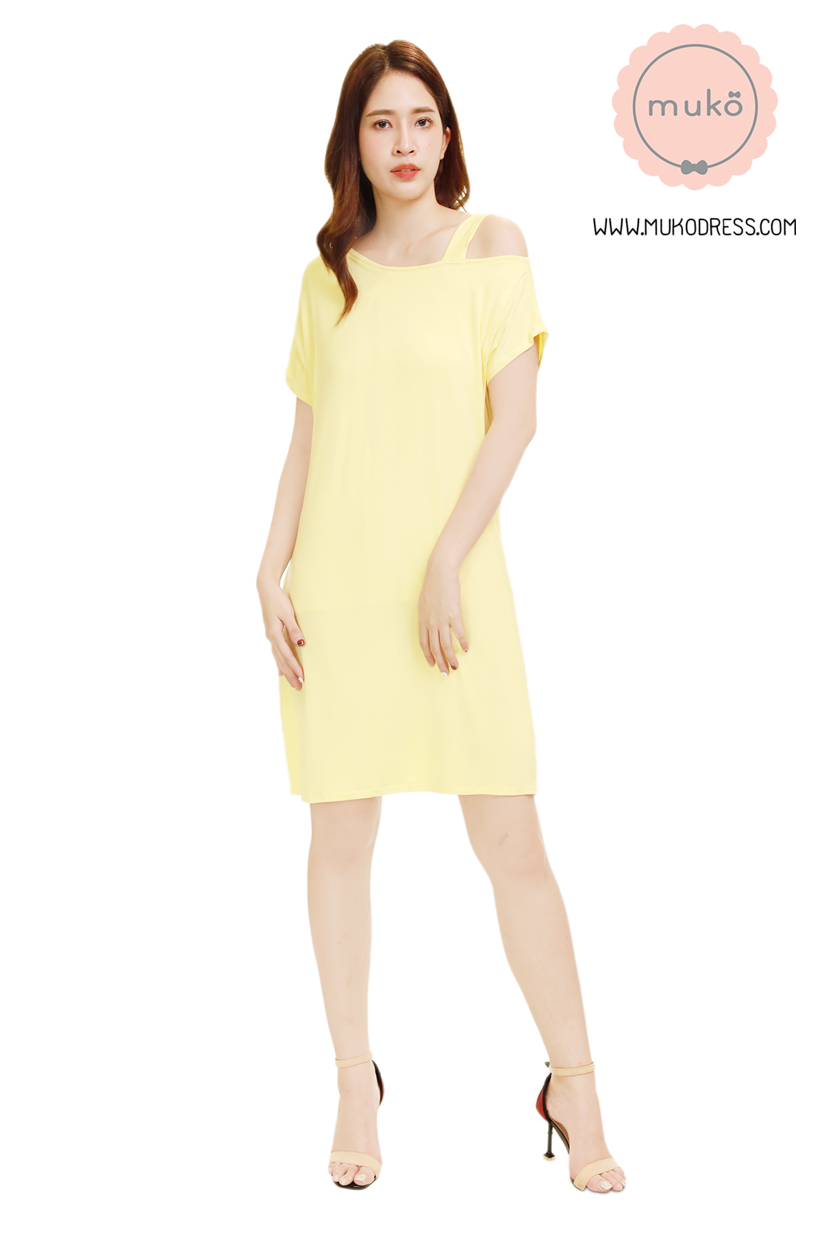 Muko Butter Scott เดรสให้นม คลุมท้อง DR25-011 เหลืองนม