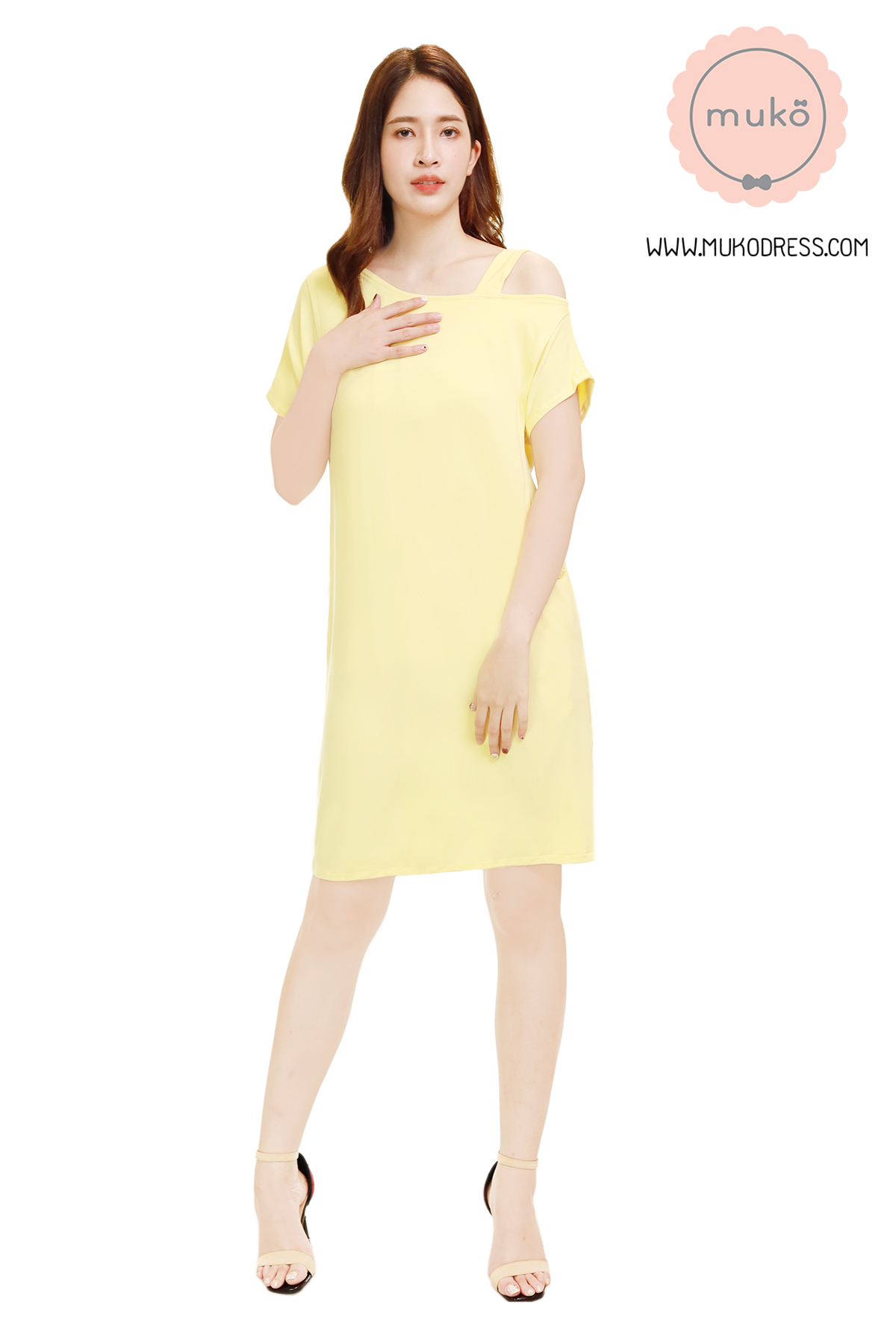 Muko Butter Scott เดรสให้นม คลุมท้อง DR25-011 เหลืองนม