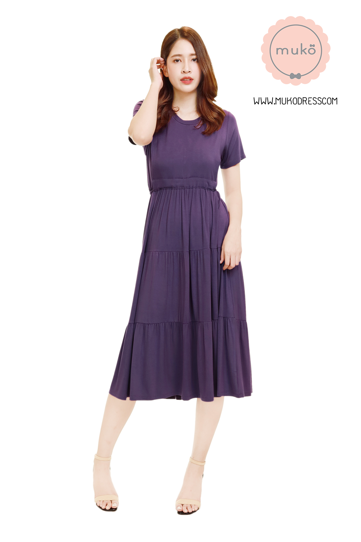Muko Betty เดรสให้นม คลุมท้อง DR06-024 ม่วงใหม่ Muko Betty เดรสให้นม คลุมท้อง DR06-024 ม่วงใหม่