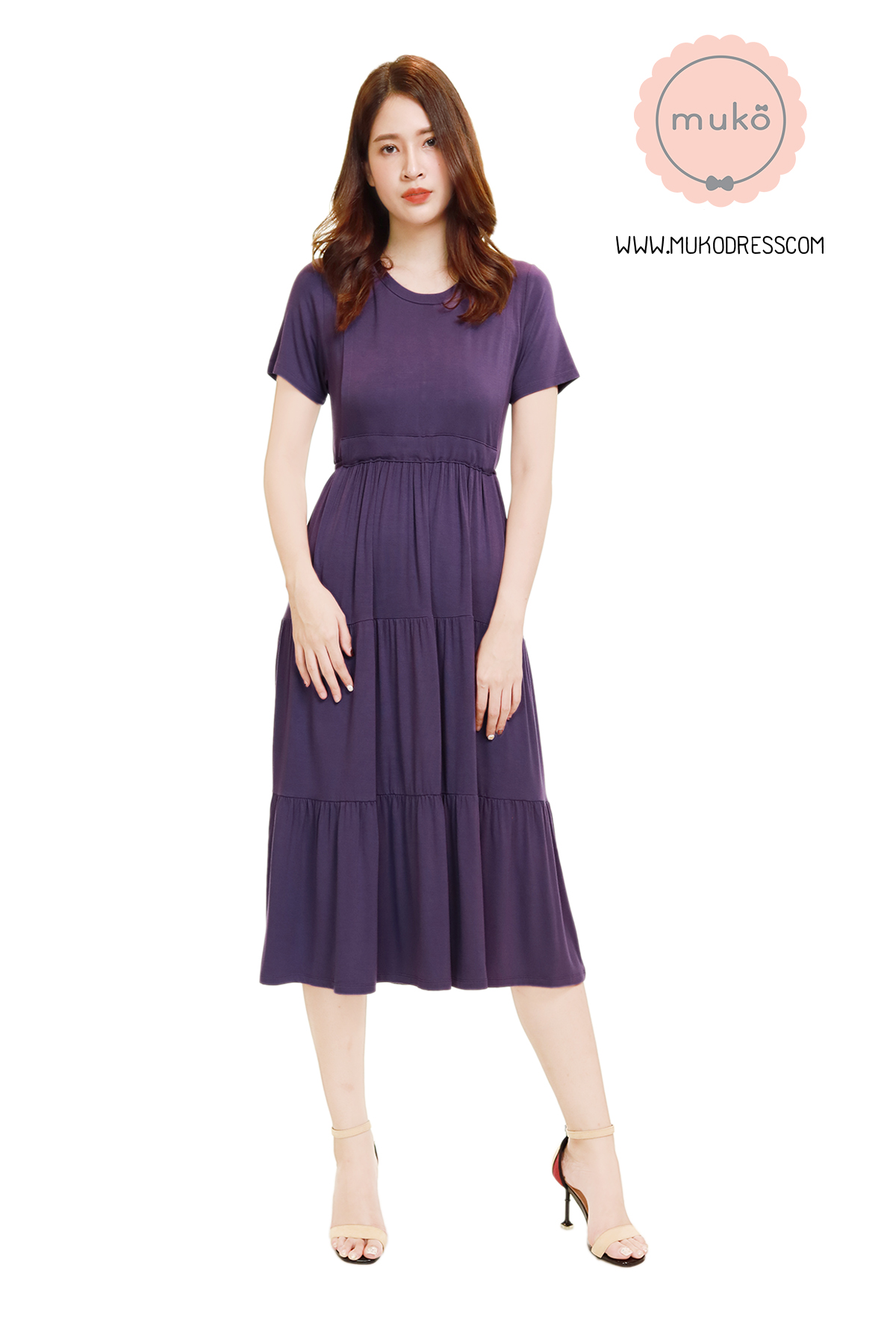 Muko Betty เดรสให้นม คลุมท้อง DR06-024 ม่วงใหม่ Muko Betty เดรสให้นม คลุมท้อง DR06-024 ม่วงใหม่