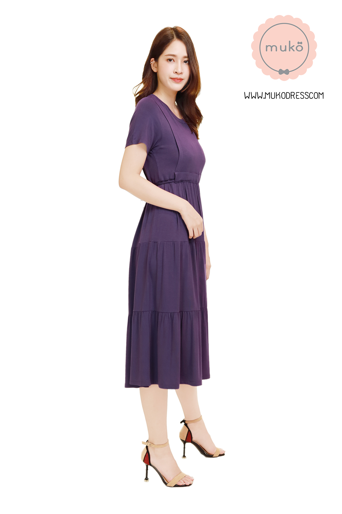 Muko Betty เดรสให้นม คลุมท้อง DR06-024 ม่วงใหม่ Muko Betty เดรสให้นม คลุมท้อง DR06-024 ม่วงใหม่