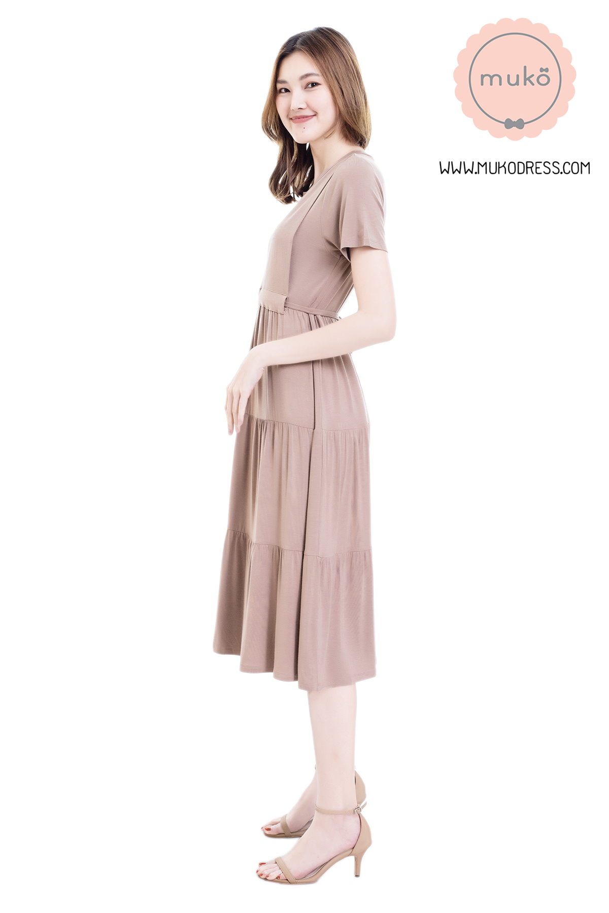 Muko Betty เดรสให้นม คลุมท้อง DR06-007 ลาเต้ Muko Betty เดรสให้นม คลุมท้อง DR06-007 ลาเต้