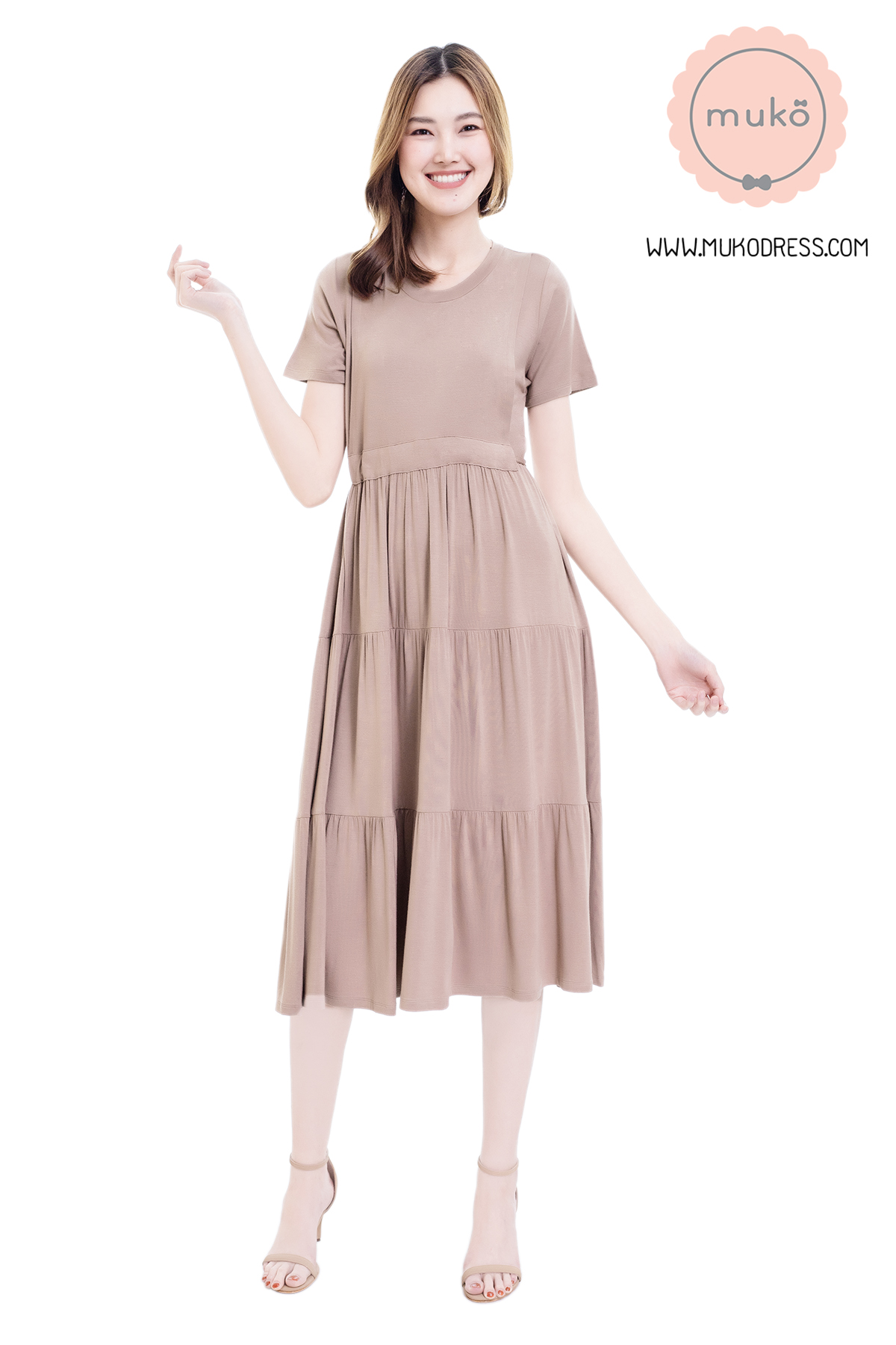 Muko Betty เดรสให้นม คลุมท้อง DR06-007 ลาเต้ Muko Betty เดรสให้นม คลุมท้อง DR06-007 ลาเต้