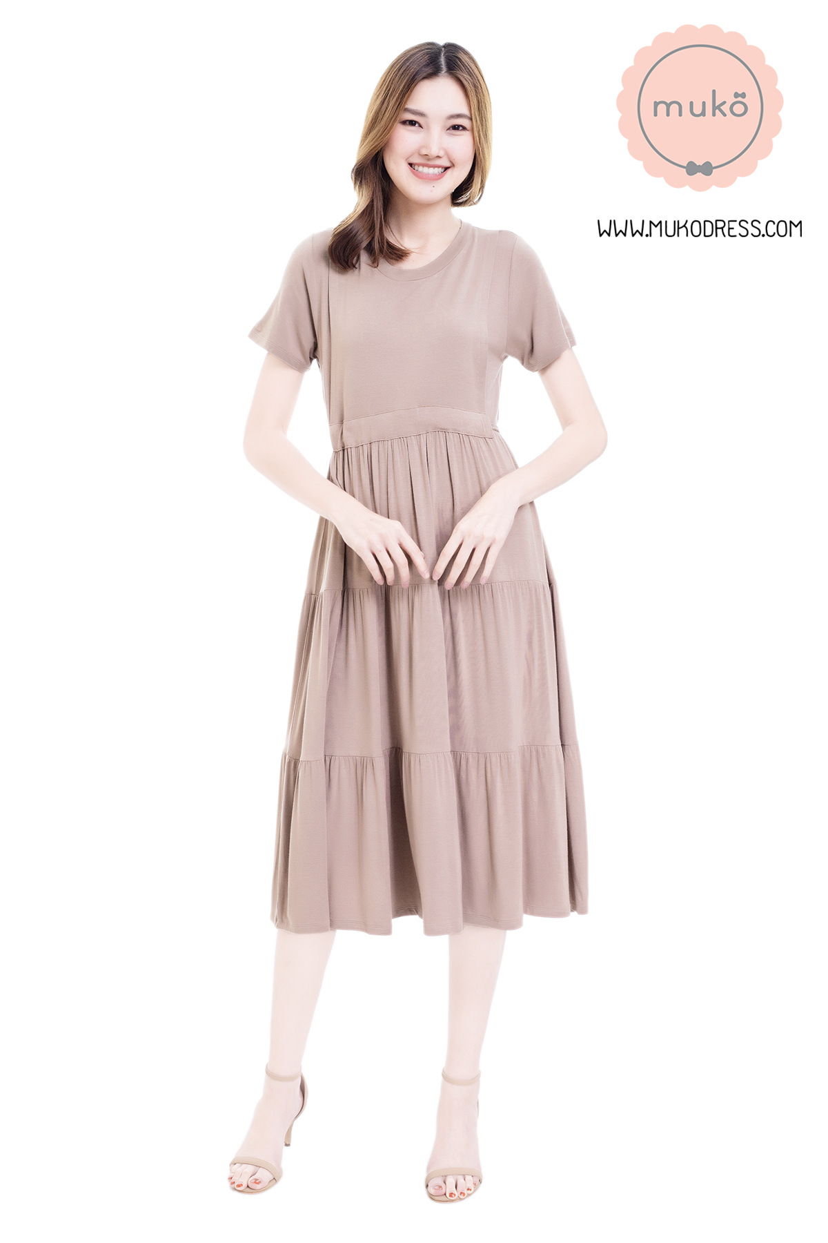 Muko Betty เดรสให้นม คลุมท้อง DR06-007 ลาเต้ Muko Betty เดรสให้นม คลุมท้อง DR06-007 ลาเต้