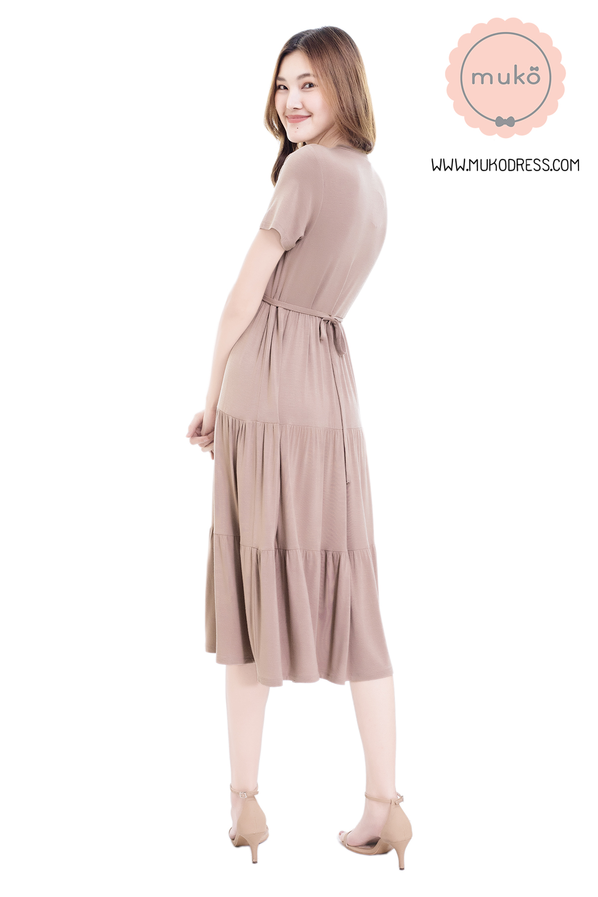 Muko Betty เดรสให้นม คลุมท้อง DR06-007 ลาเต้ Muko Betty เดรสให้นม คลุมท้อง DR06-007 ลาเต้