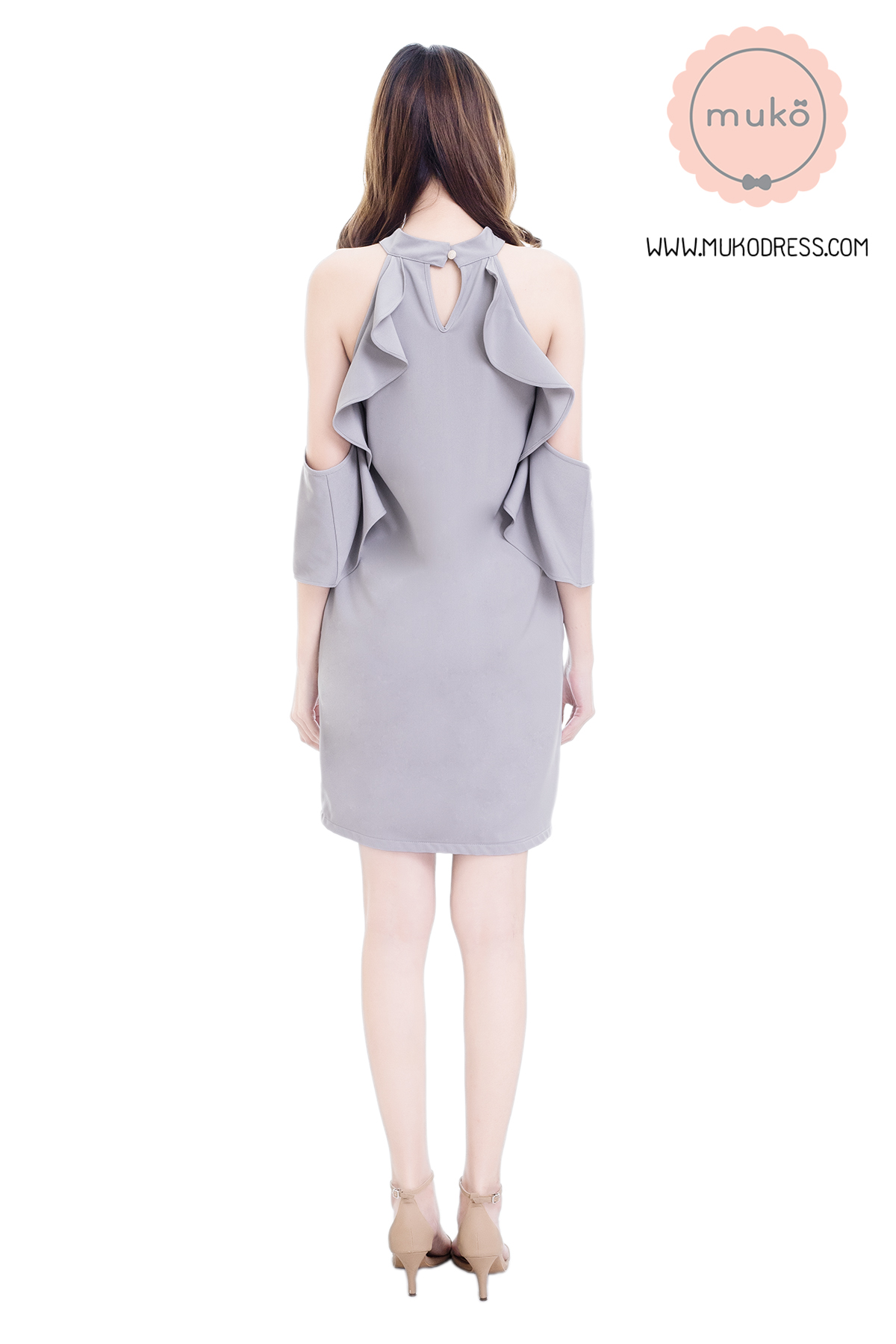 Muko Evelyn เดรสเปิดให้นม คลุมท้อง DZ39-004M เทา