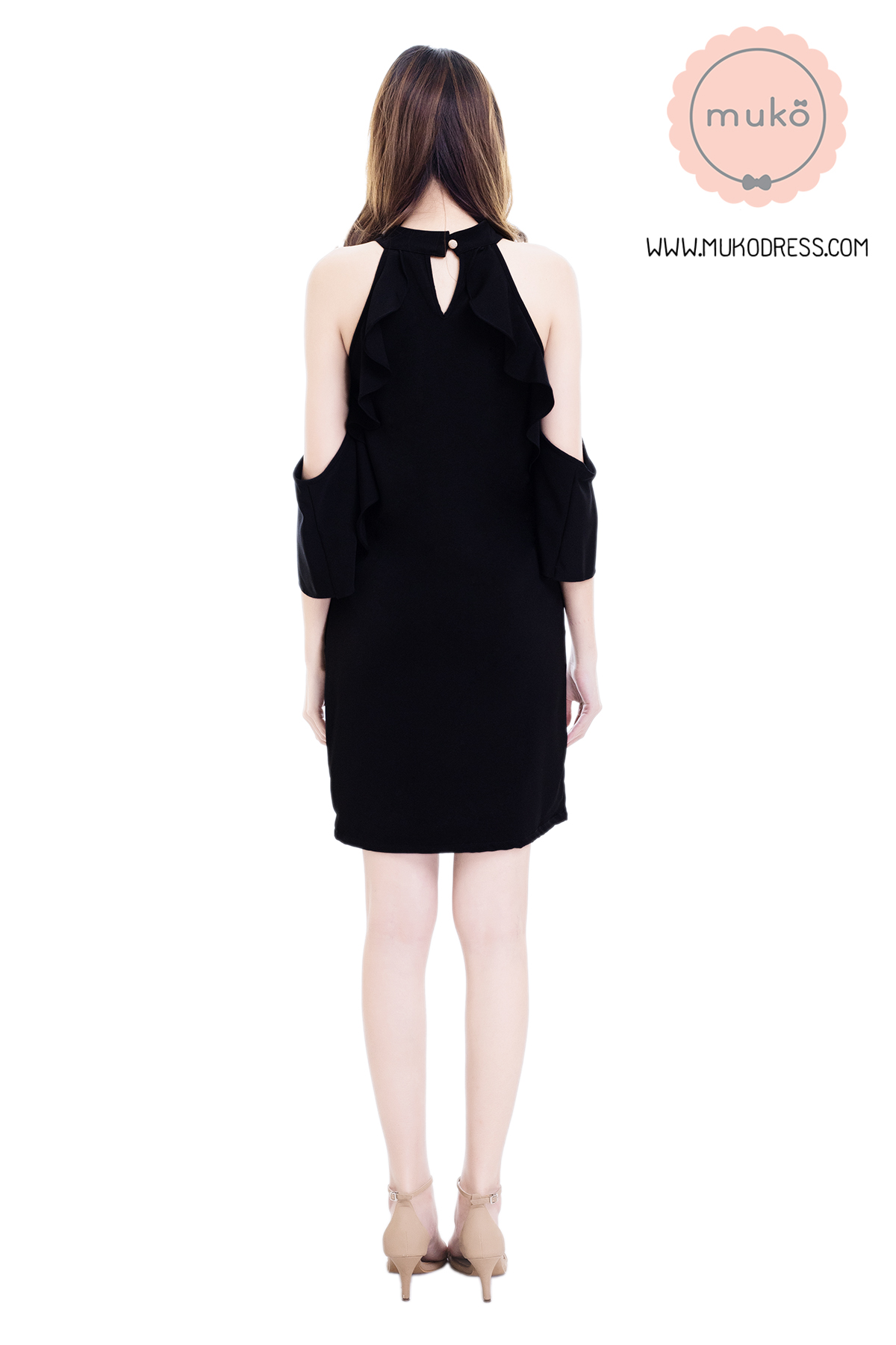 Muko Evelyn เดรสเปิดให้นม คลุมท้อง DZ39-005L ดำ