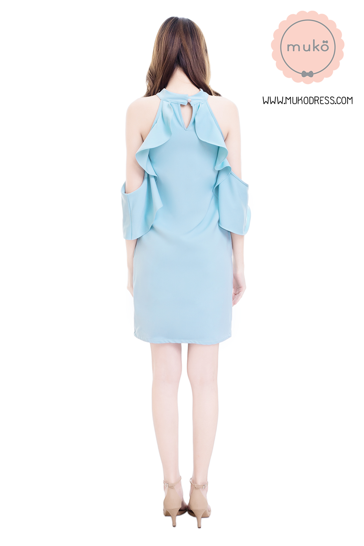 Muko Evelyn เดรสเปิดให้นม คลุมท้อง DZ39-007M ฟ้า