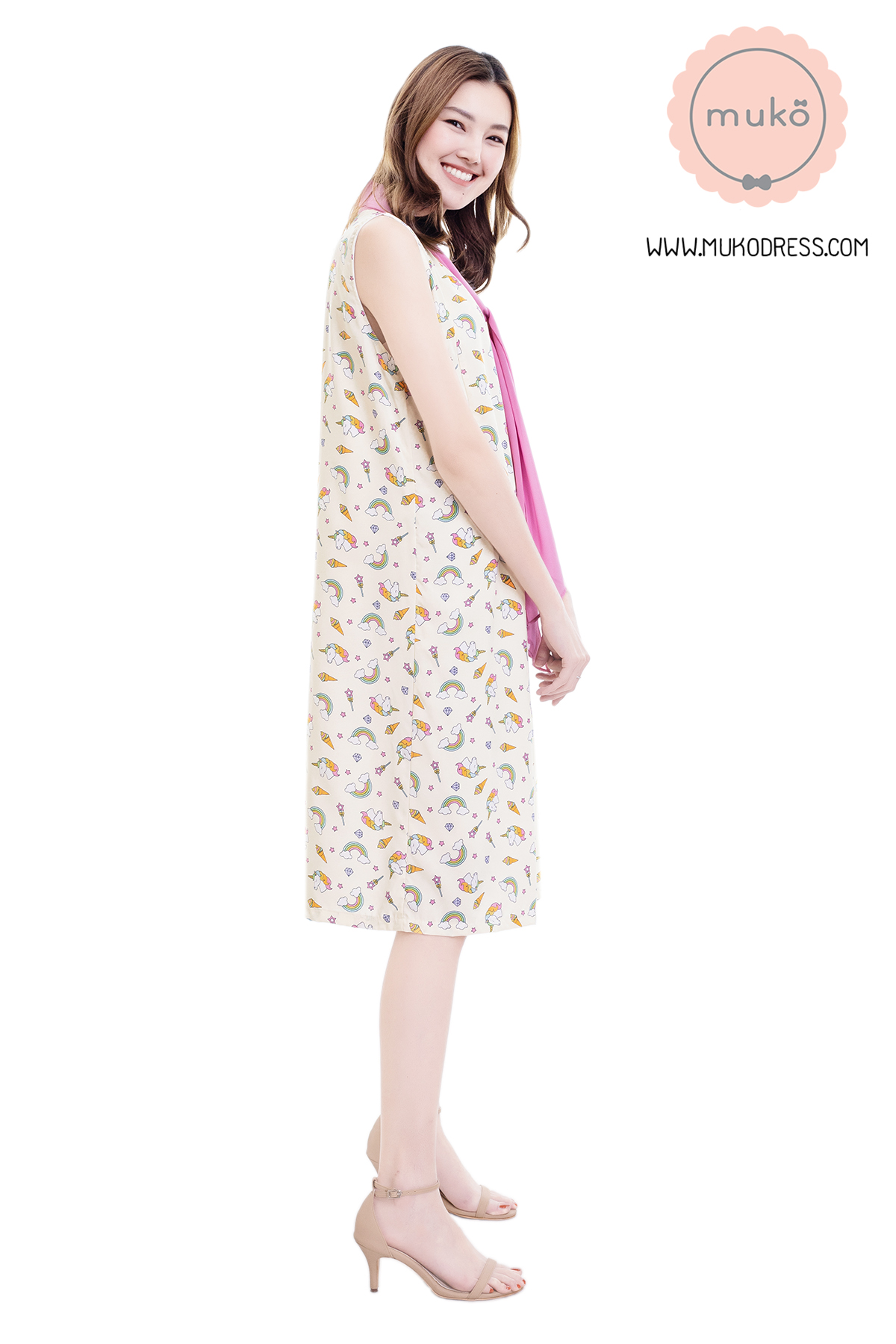 Muko Sugar Bird เดรสให้นม คลุมท้อง DZ41-003 เหลืองยูนิคอร์น