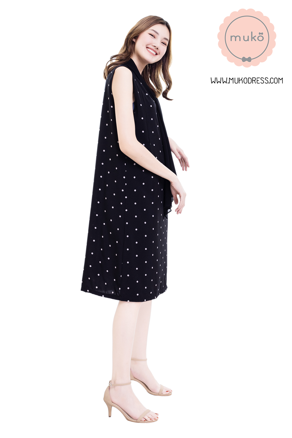 Muko Sugar Bird เดรสให้นม คลุมท้อง DZ41-006 ดำจุด Muko Sugar Bird เดรสให้นม คลุมท้อง DZ41-006 ดำจุด