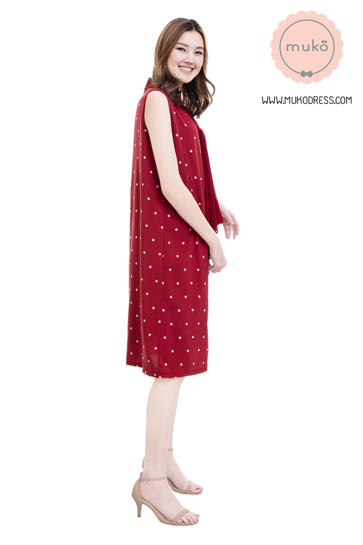 Muko Sugar Bird เดรสให้นม คลุมท้อง DZ41-013 แดงจุด Muko Sugar Bird เดรสให้นม คลุมท้อง DZ41-013 แดงจุด