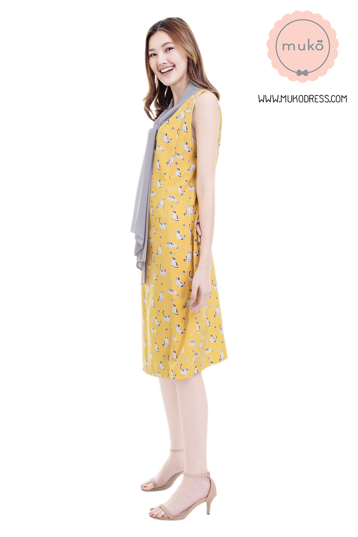 Muko Sugar Bird เดรสให้นม คลุมท้อง DZ41-014 เหลืองแมว Muko Sugar Bird เดรสให้นม คลุมท้อง DZ41-014 เหลืองแมว
