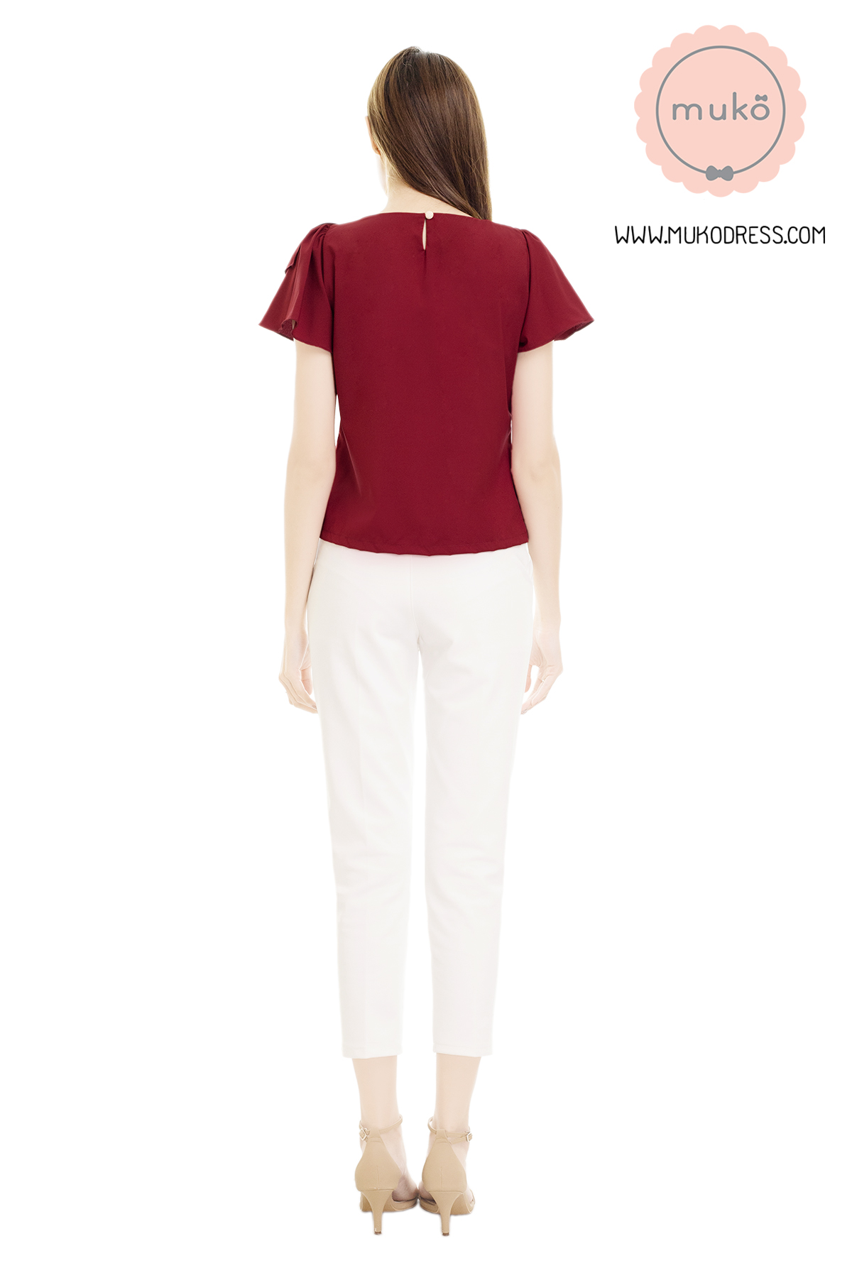 Muko Kaylie เสื้อเปิดให้นม BSL19-007 แดงเลือดหมู