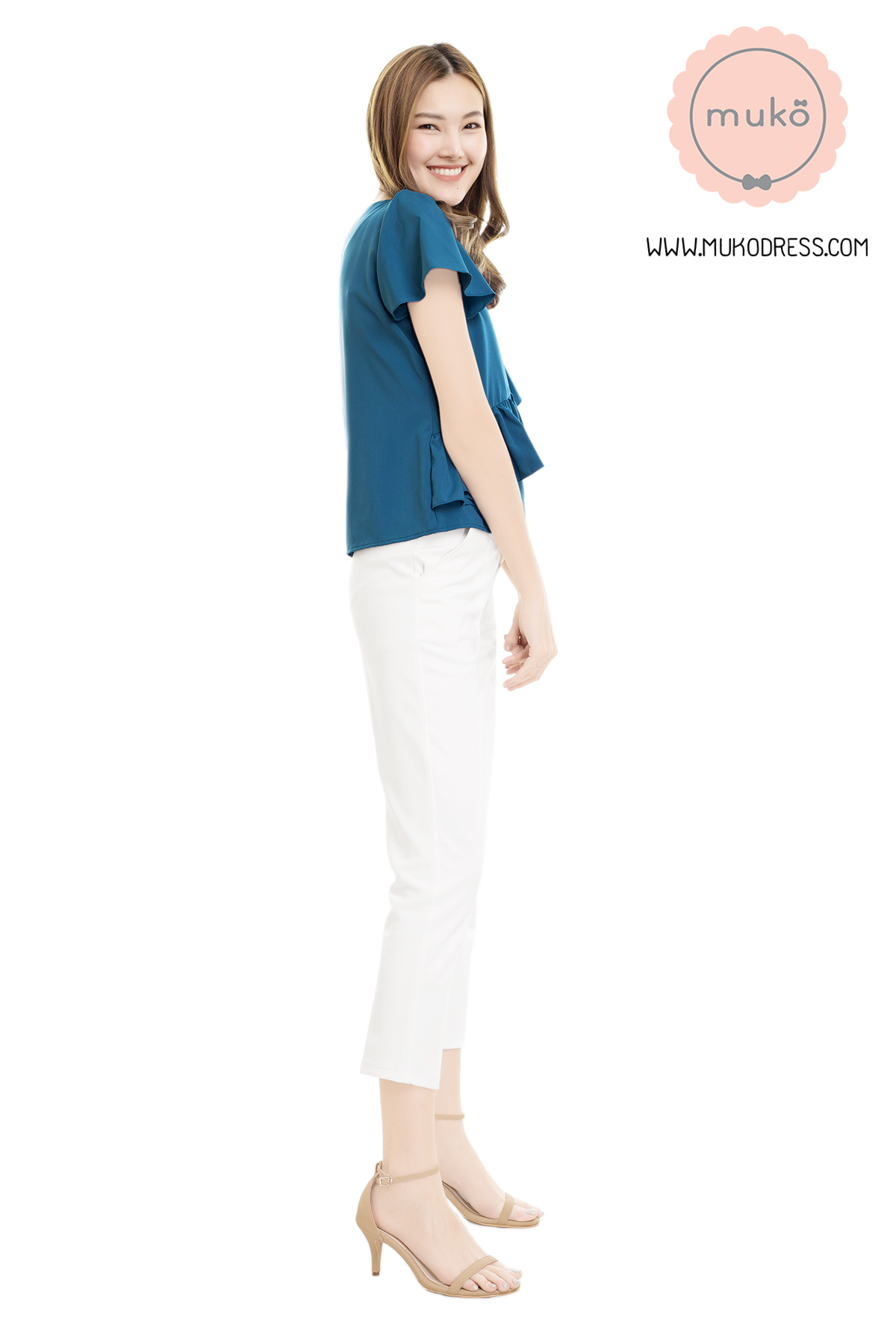 Muko Kaylie เสื้อเปิดให้นม BSL19-011 ฟ้าน้ำทะเล