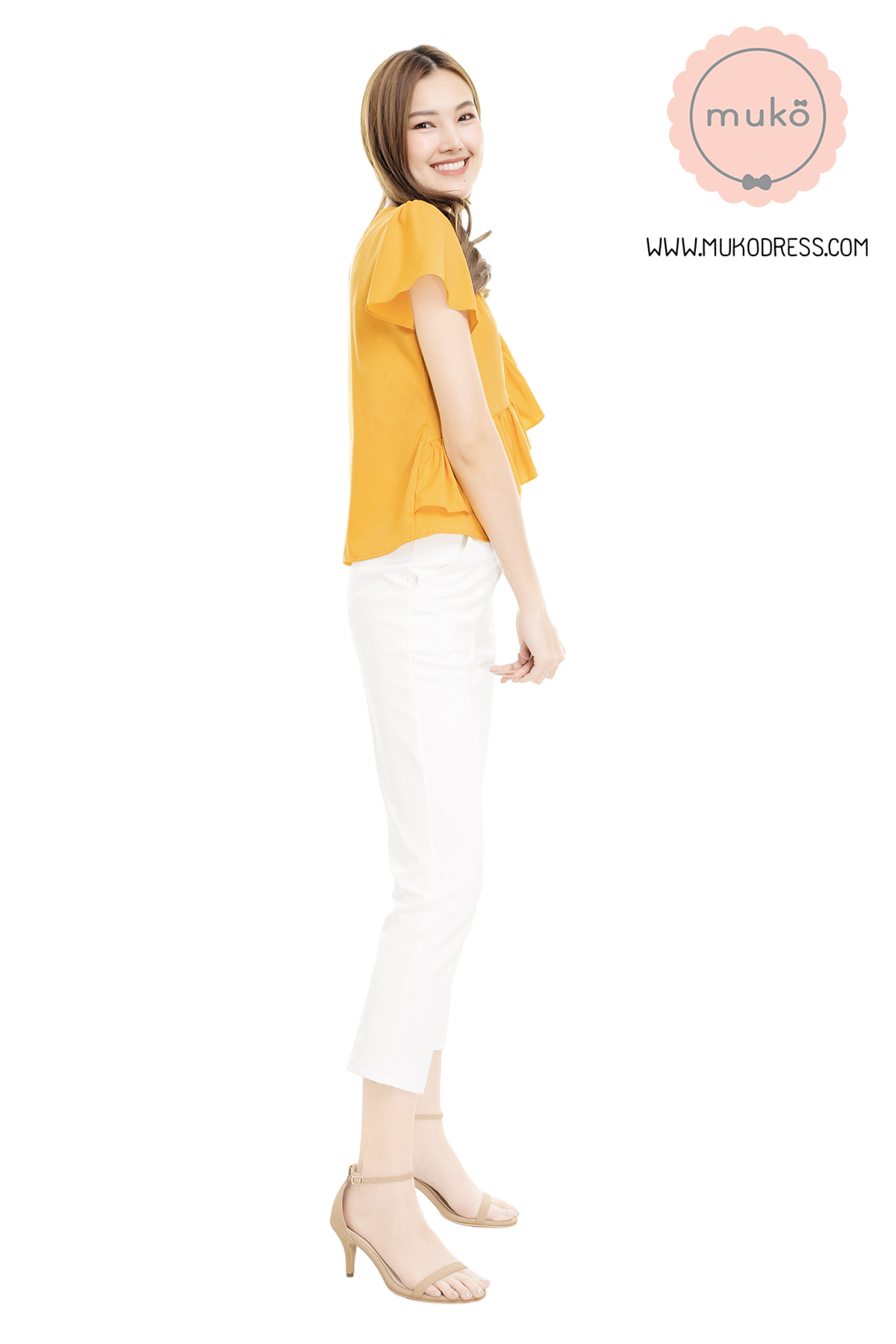 Muko Kaylie เสื้อเปิดให้นม BSL19-013 เหลืองมัสตาร์ด