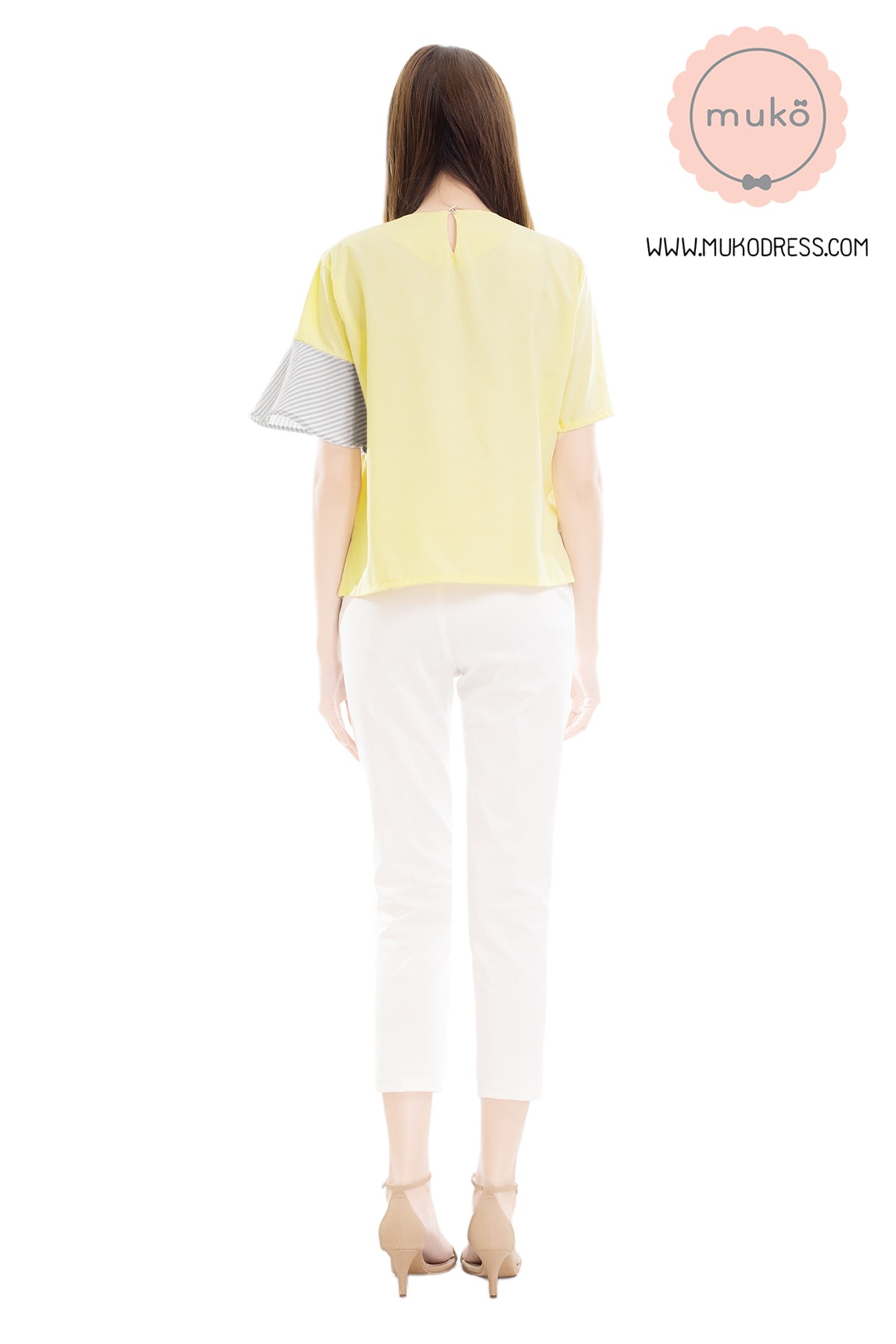 Muko Tancy เสื้อเปิดให้นม คลุมท้อง BSL18-006 สีเหลืืองนม