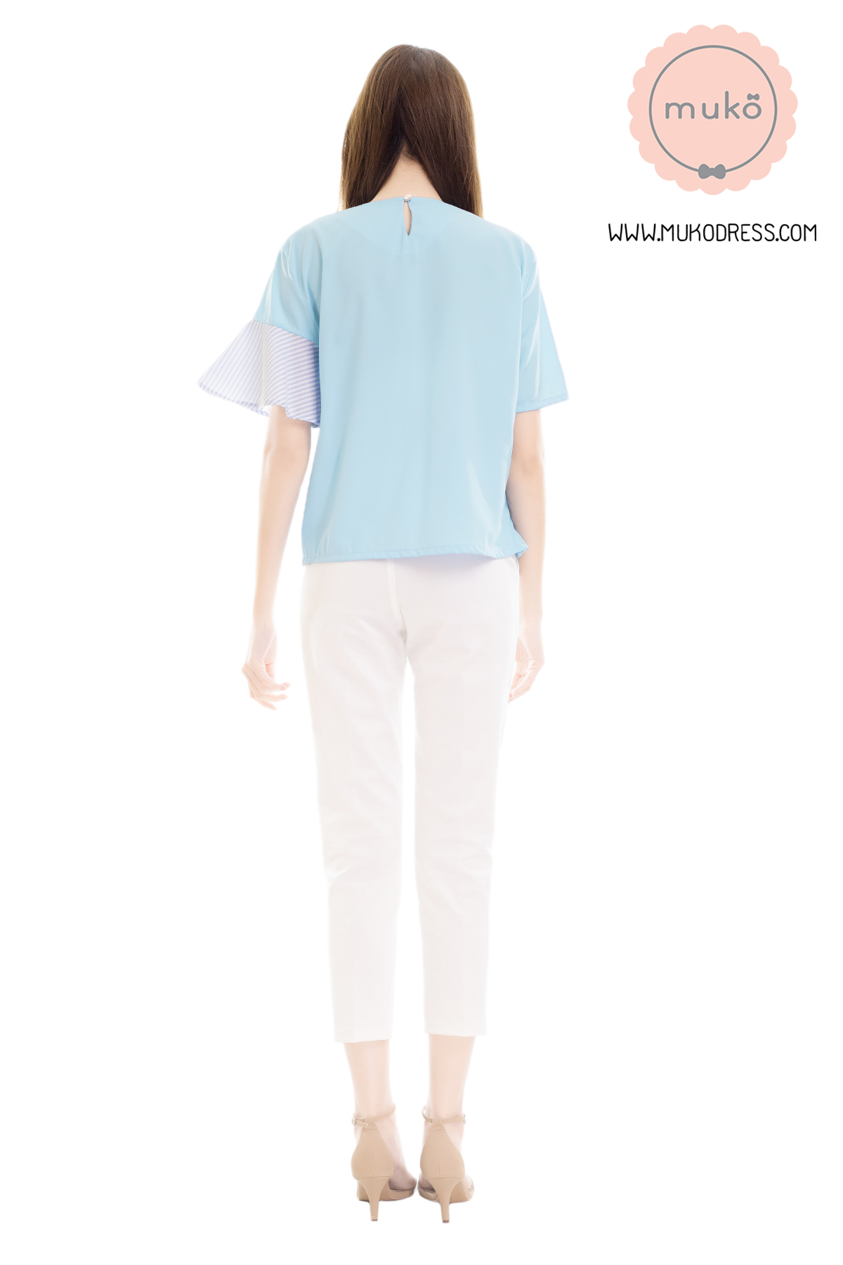 Muko Tancy เสื้อเปิดให้นม คลุมท้อง BSL18-007 สีฟ้า