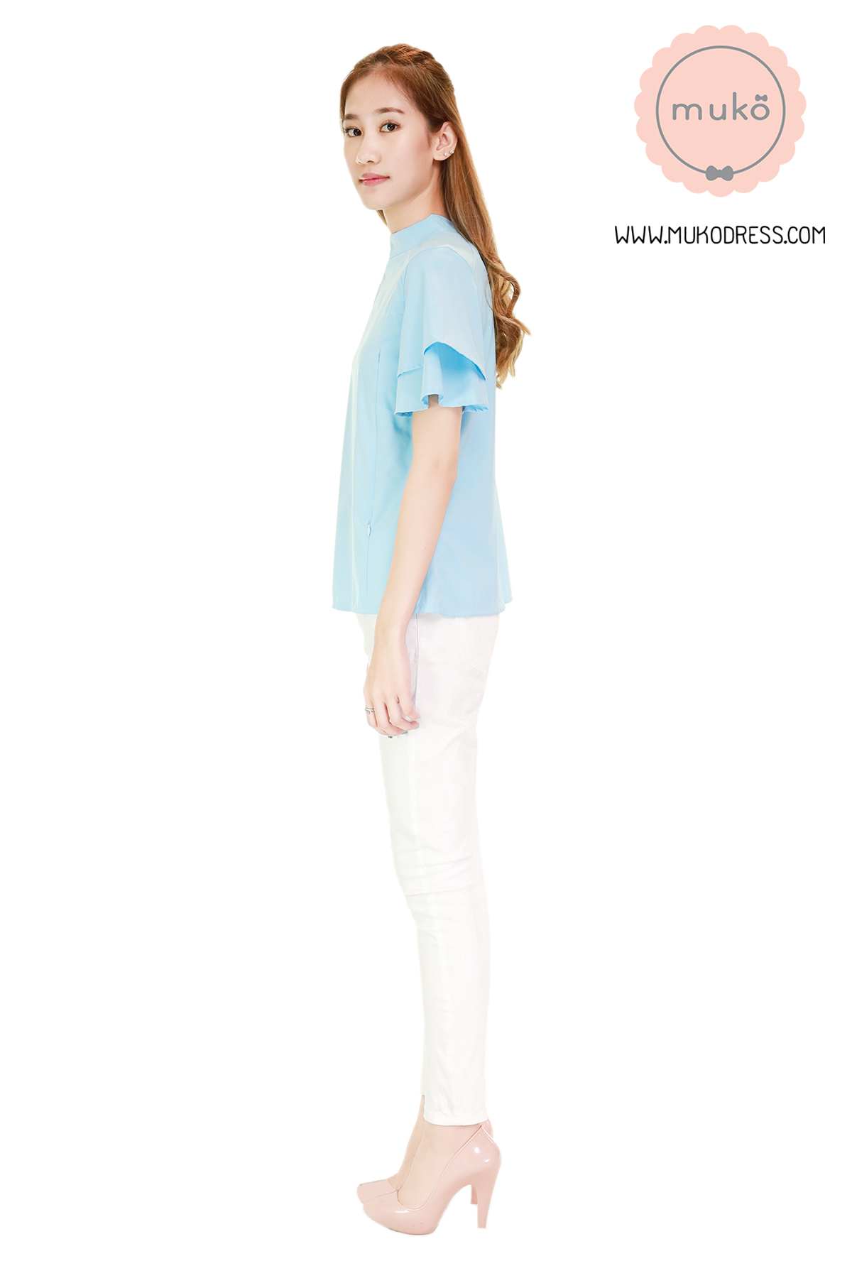 Muko Stella เสื้อเปิดให้นม BSL13-003 สีฟ้า Muko Stella เสื้อเปิดให้นม BSL13-003 สีฟ้า