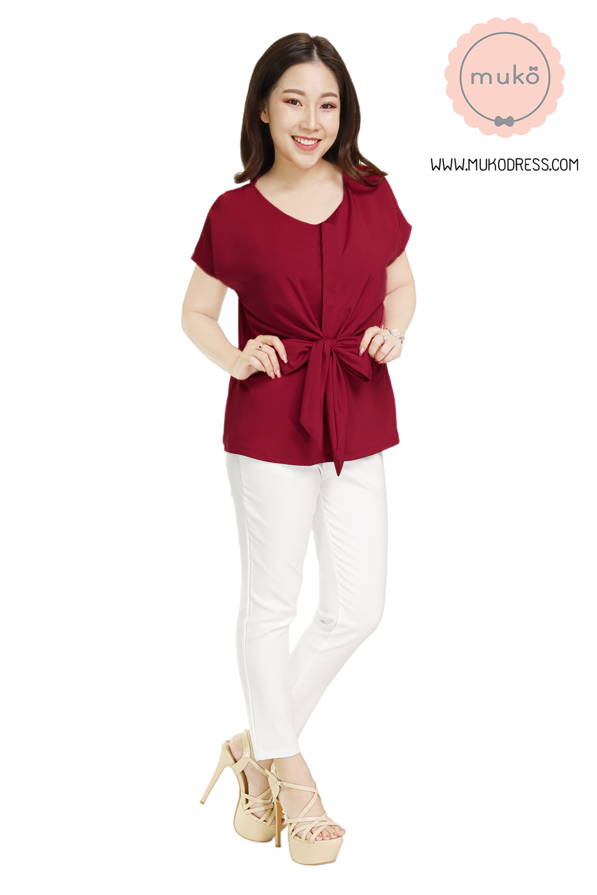 Muko Brandy เสื้อให้นม คลุมท้อง BSL06-023 แดงเลือดหมู
