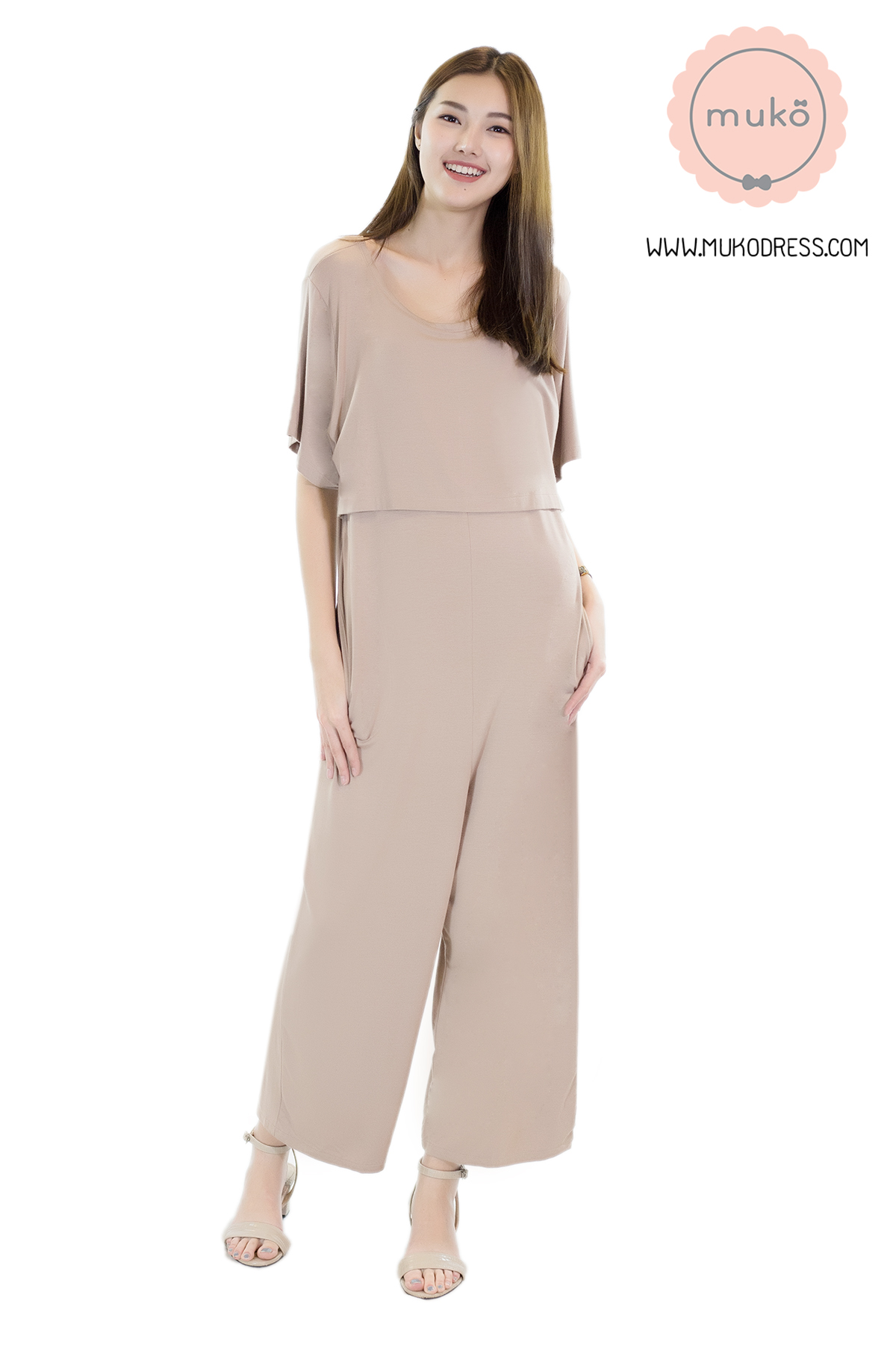 Muko Kathleen จัมพ์สูท เปิดให้นม คลุมท้อง JS03-004 ลาเต้