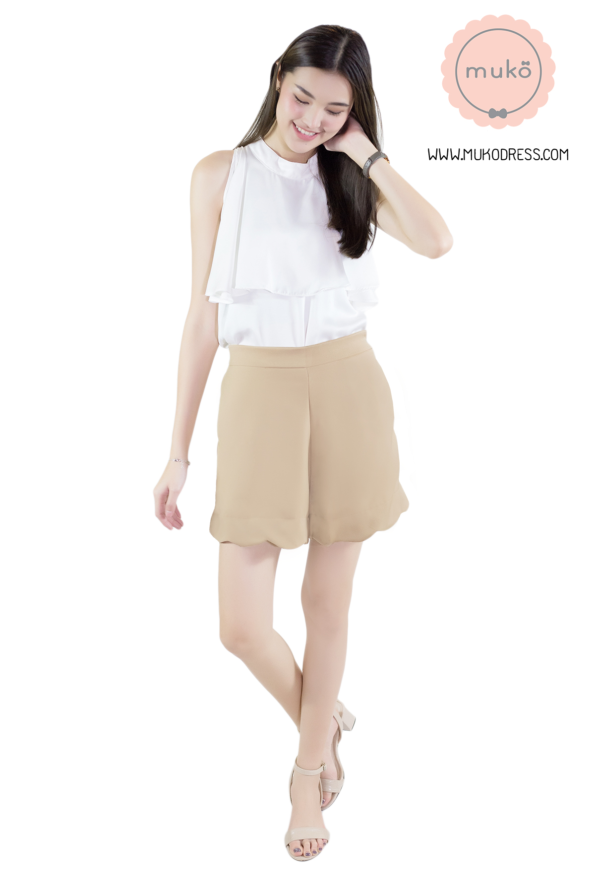 Muko Ella กางเกงขาสั้น ( หลังคลอด )  BS02-005L สีครีม