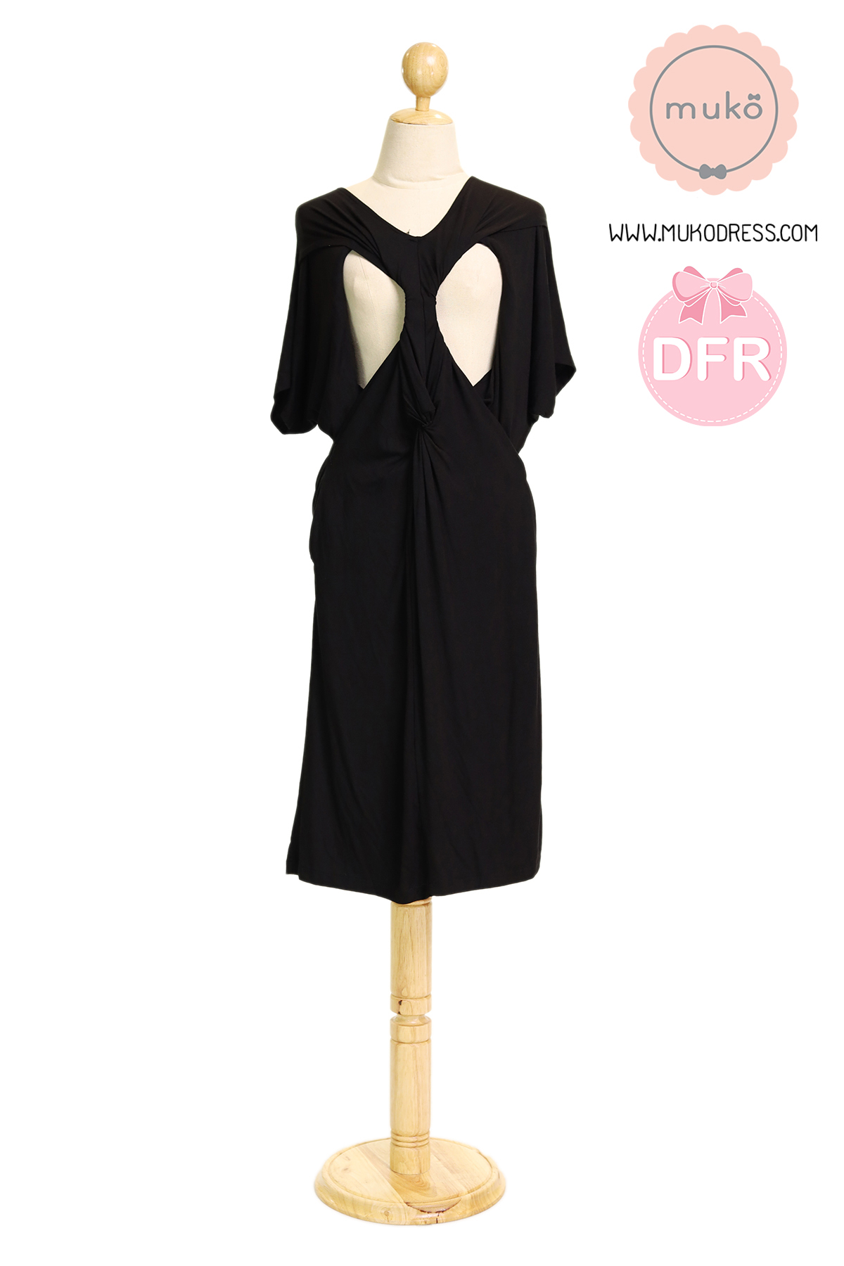 Muko Garrett เดรส ให้นม คลุมท้องทูโทน DR32-008DFR ดำ