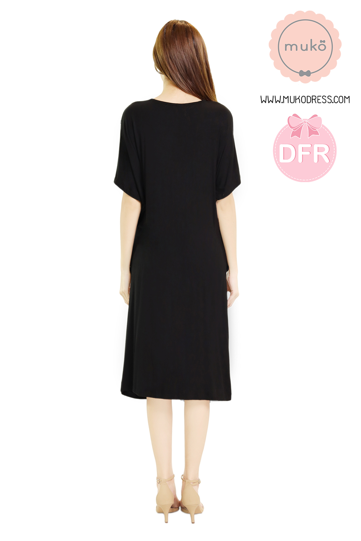 Muko Garrett เดรส ให้นม คลุมท้องทูโทน DR32-008DFR ดำ