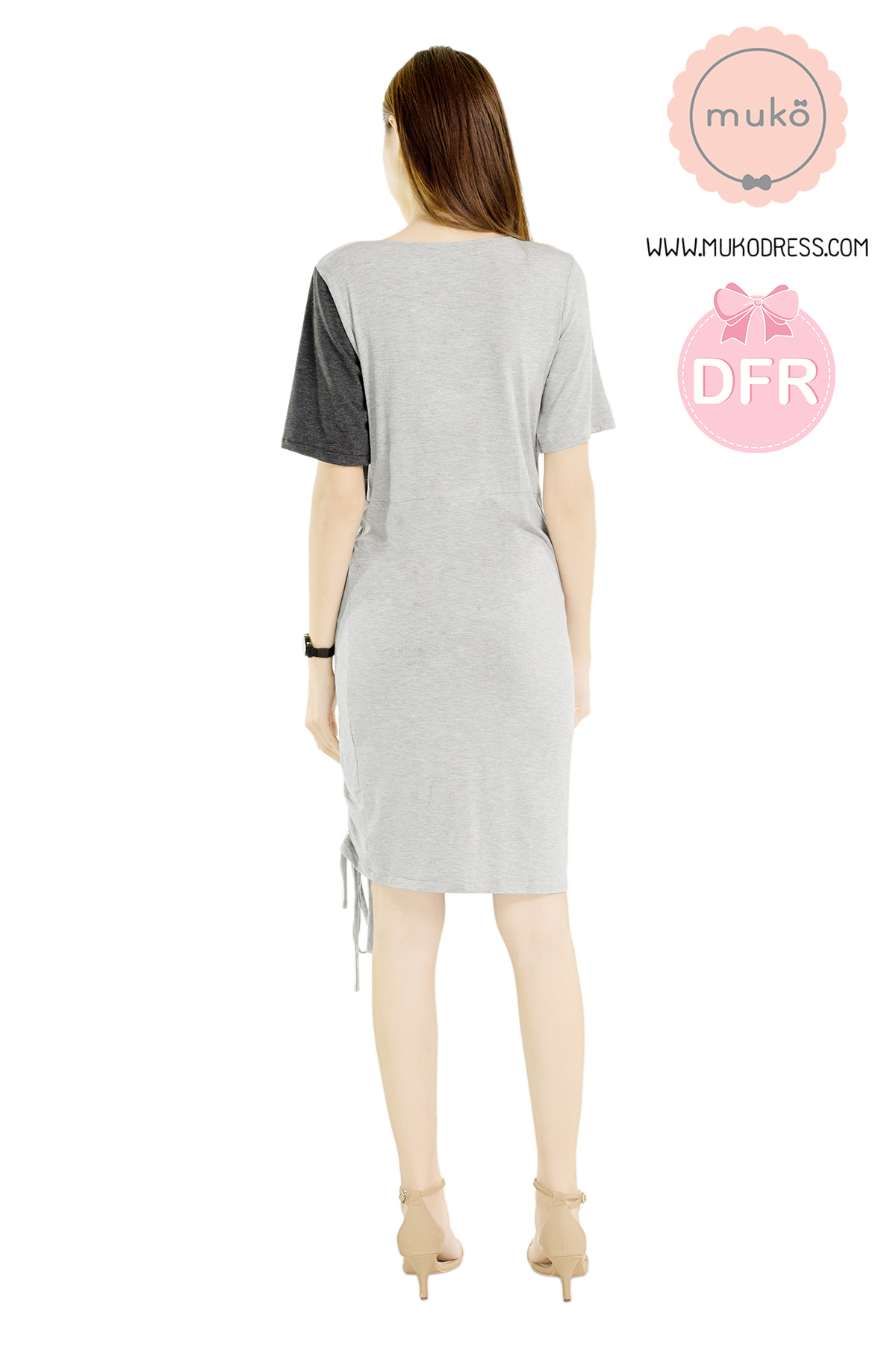 Muko Kristy เดรส ให้นม คลุมท้องทูโทน DR33-011DFR เทาอ่อน-เทาเข้ม Muko Kristy เดรส ให้นม คลุมท้องทูโทน DR33-011DFR เทาอ่อน-เทาเข้ม